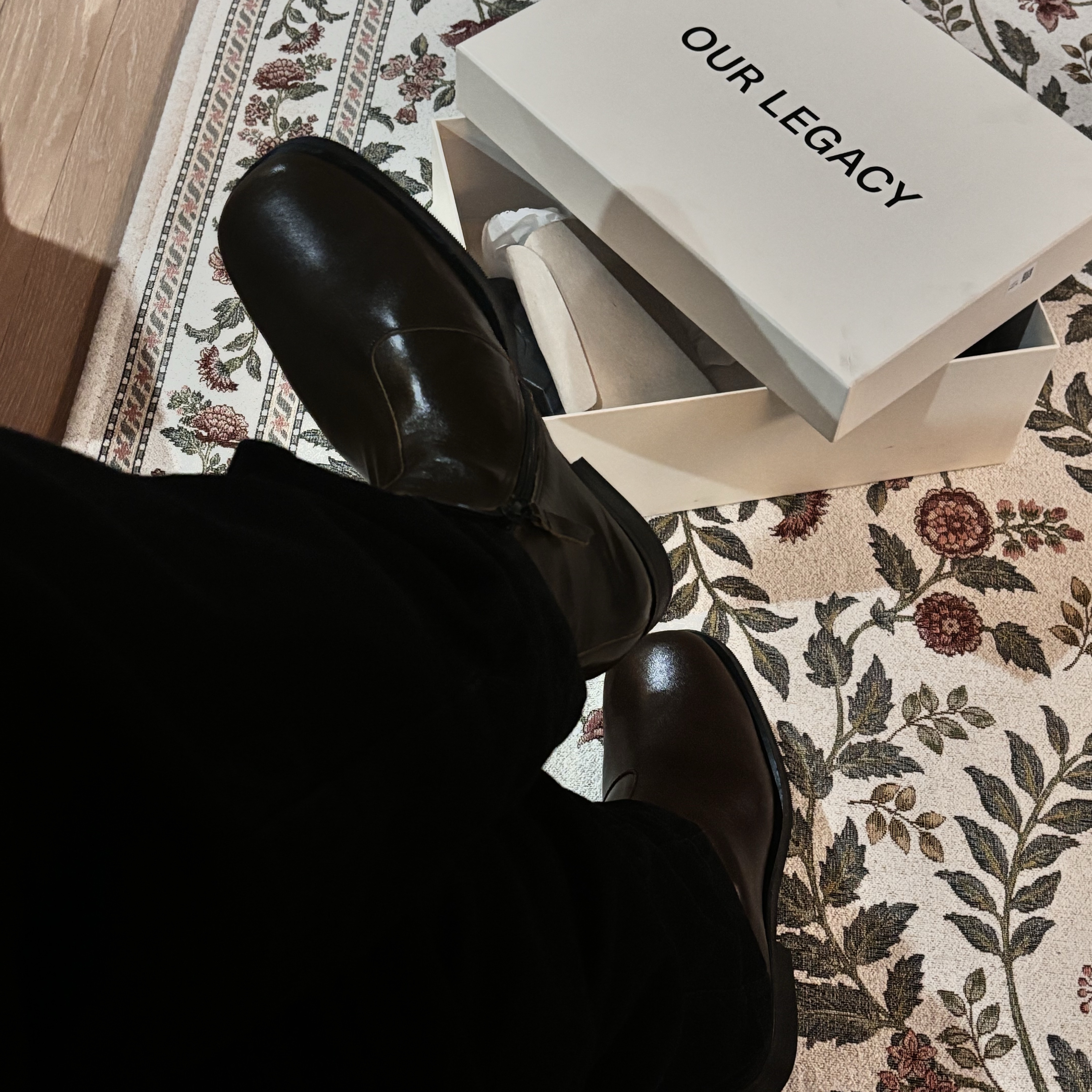 Our Legacy Camion Boot Olive Leather 착용 스타일 - 1