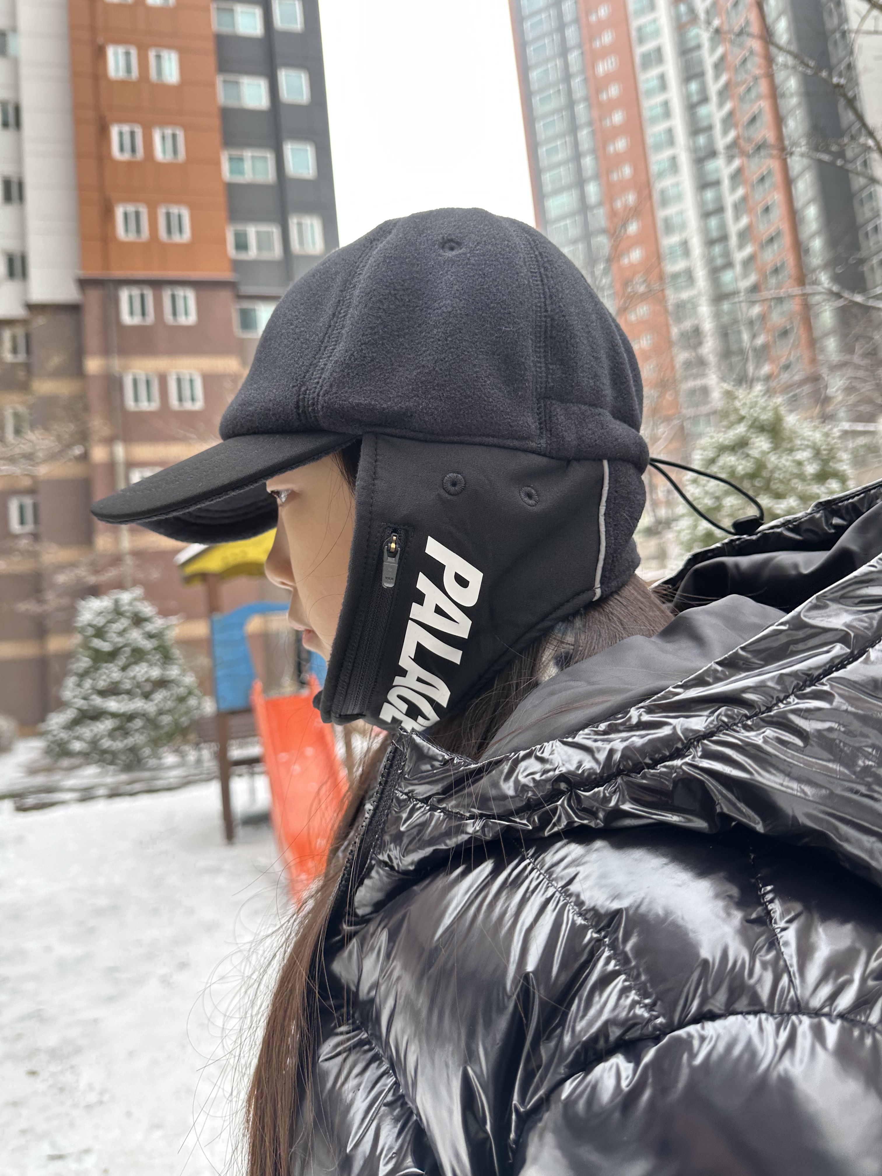 Palace Polartec Warmdome Earflap 5-Panel Black - 23FW, (W) Salomon Contour Down Jacket Chocolate 착용 스타일 - 5