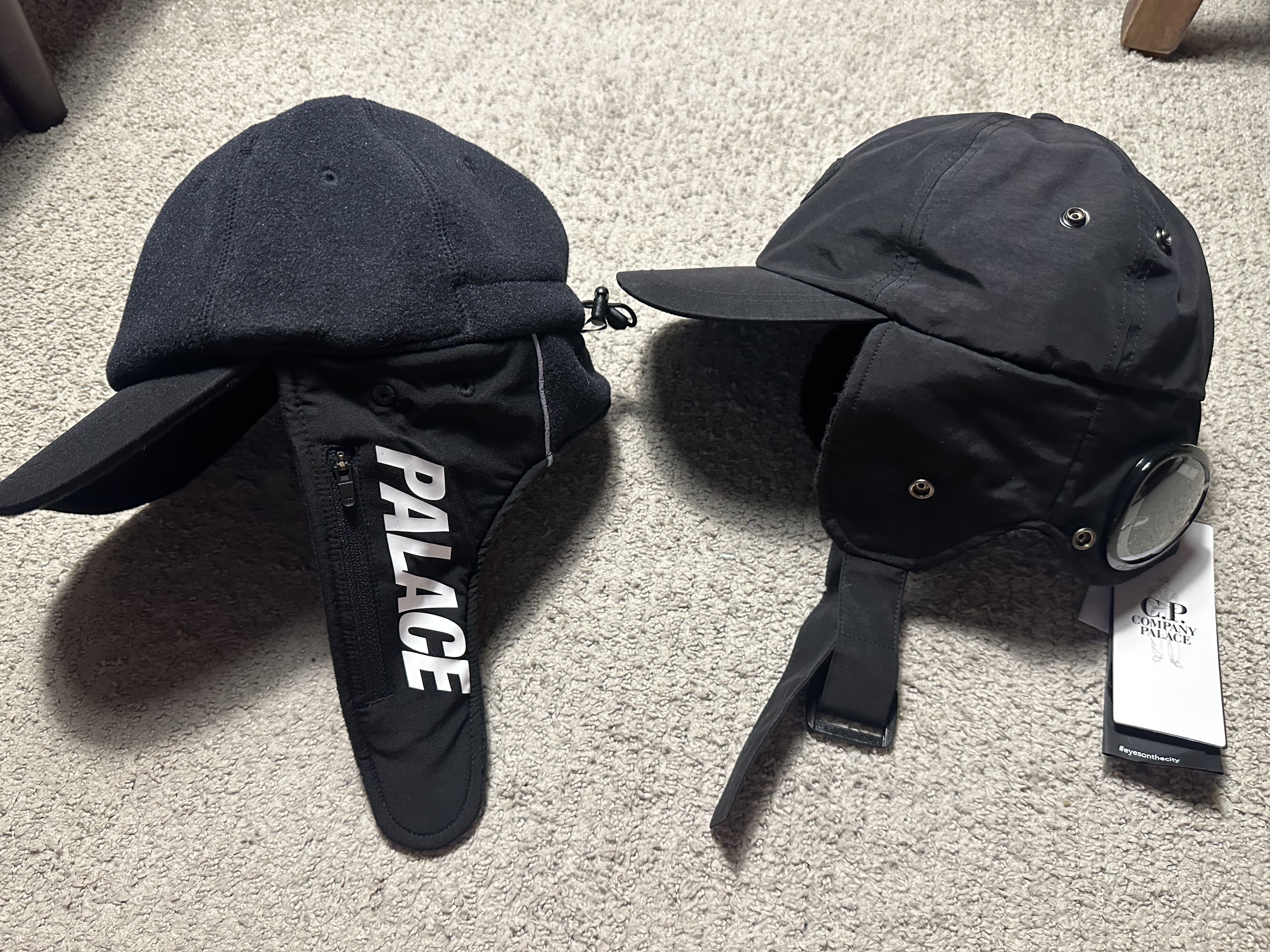Palace x C.P. Company Goggle Ear Flap P-Cap Black - 23FW, Palace Polartec Warmdome Earflap 5-Panel Black - 23FW 착용 스타일 - 3