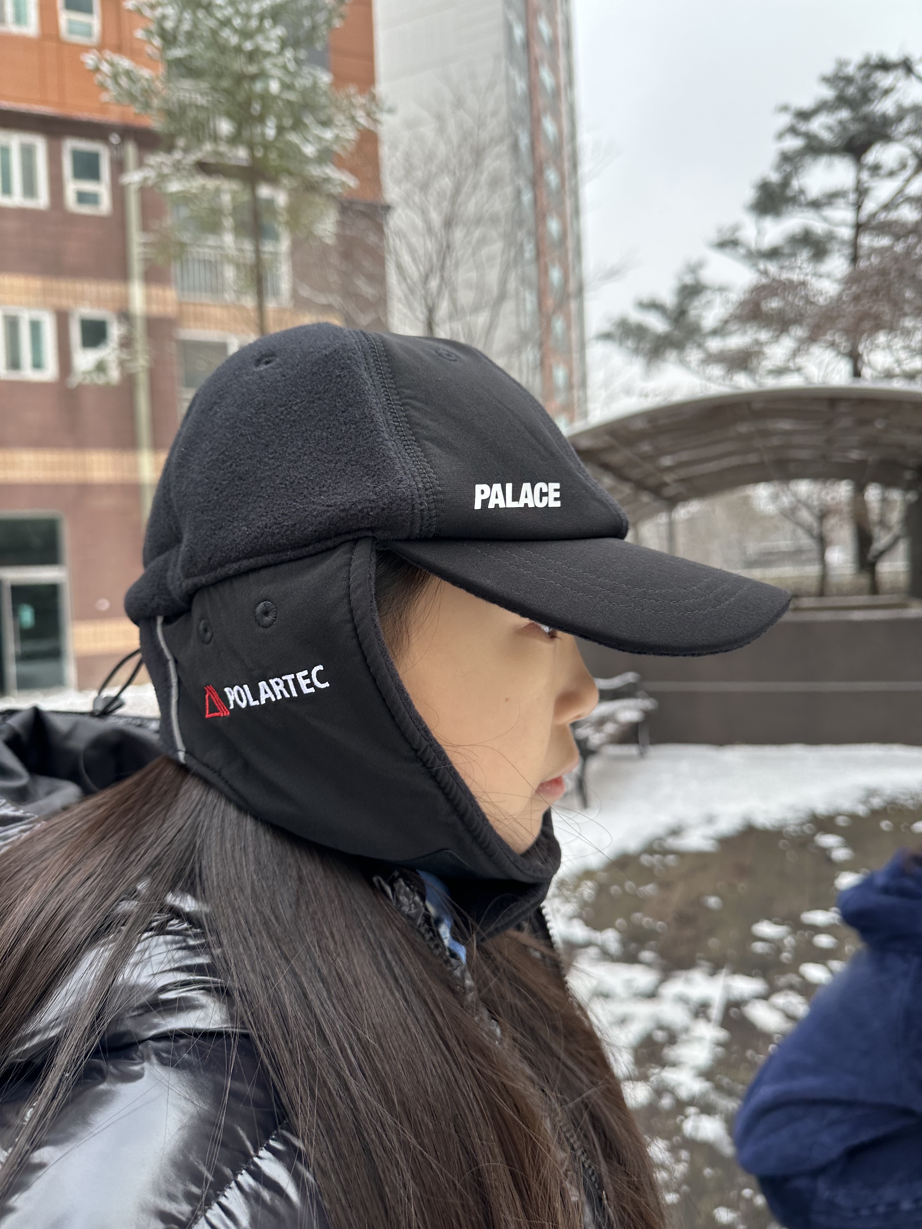 Palace Polartec Warmdome Earflap 5-Panel Black - 23FW, (W) Salomon Contour Down Jacket Chocolate 착용 스타일 - 6