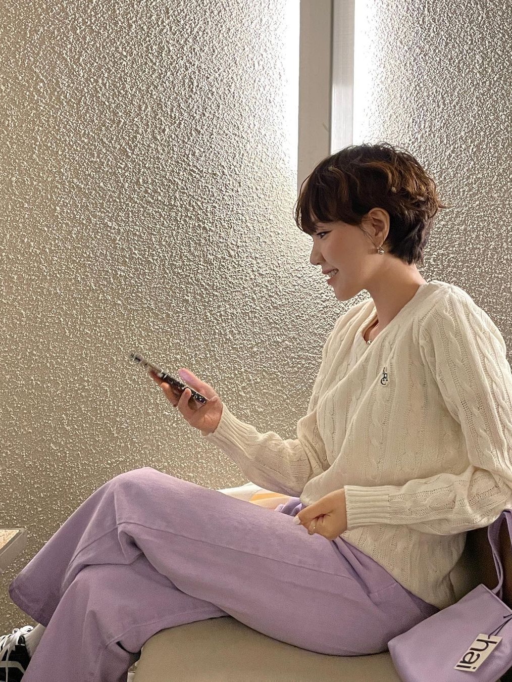 Hai Little Silk Bag Lilac, Hai Little Silk Bag Light Green 착용 스타일