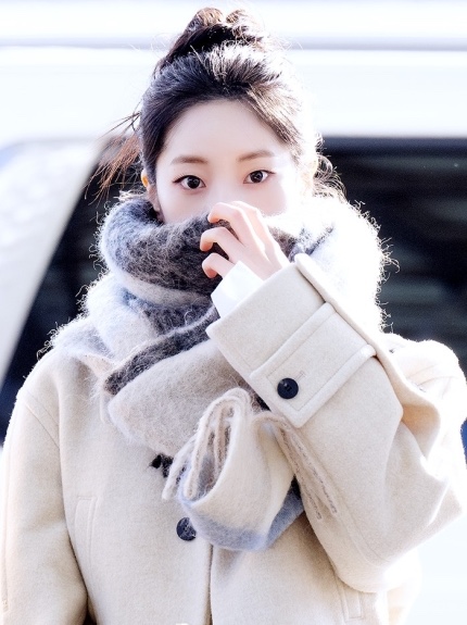 Acne Studios Mohair Check Muffler Blue Beige Black 착용 스타일