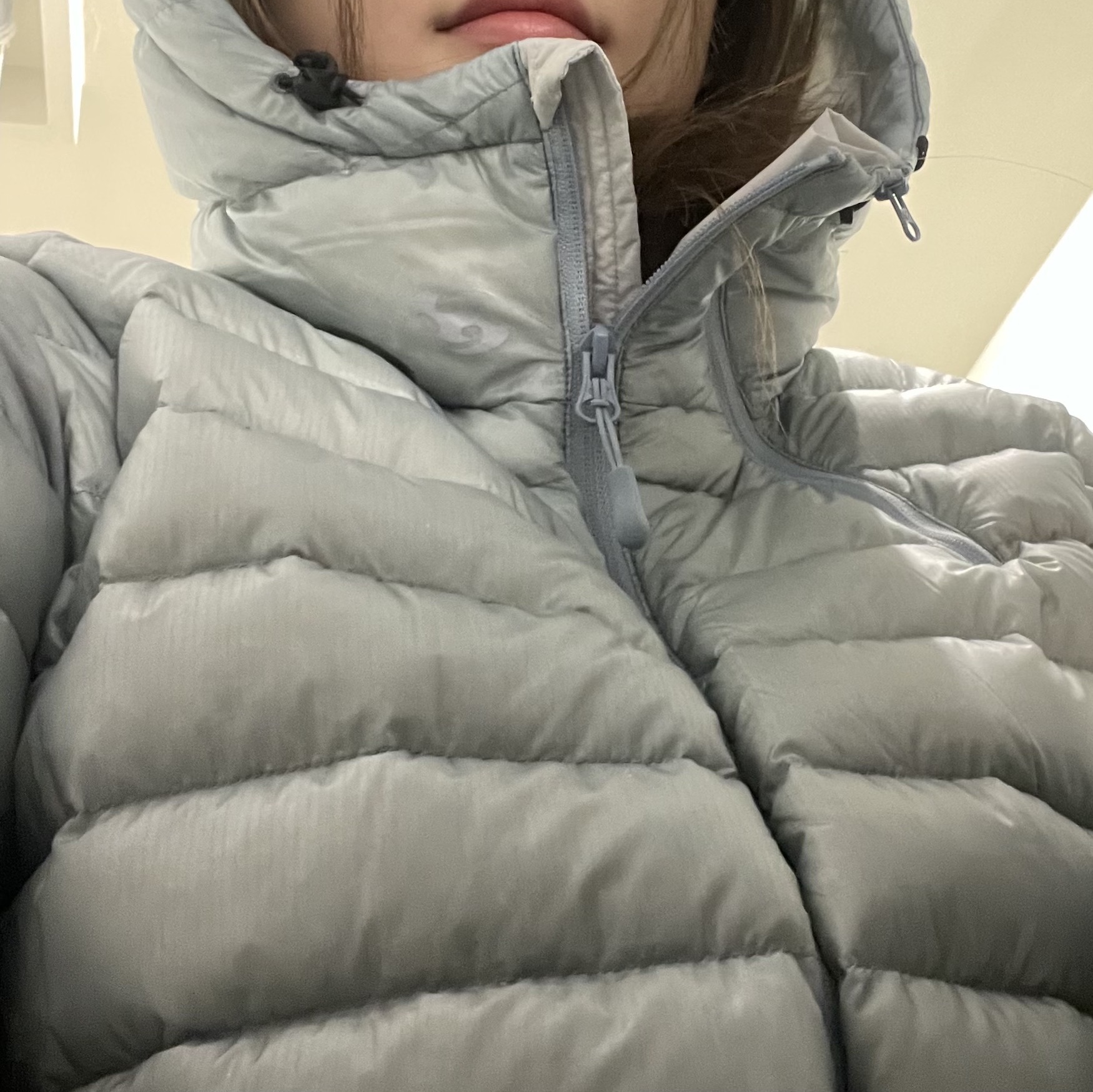 Sansan Gear Suffix Puffer Jacket Sky Blue - 23FW 착용 스타일
