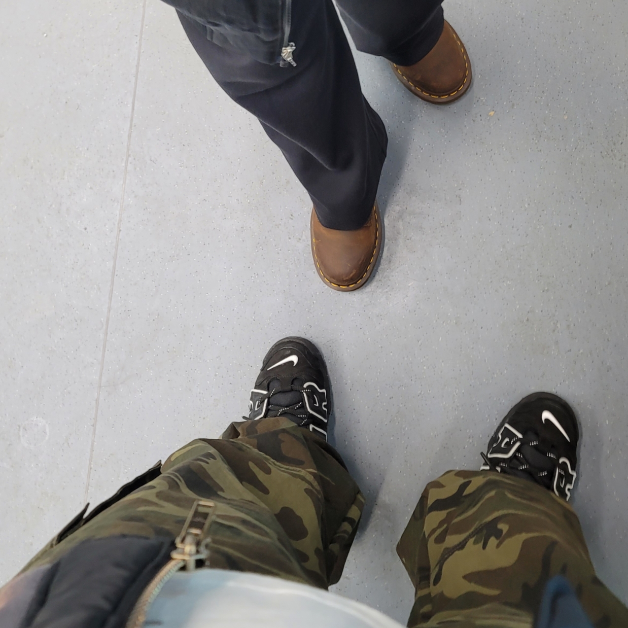 Dr. Martens 1460 Crazy Horse Brown, Nike x Ambush Air More Uptempo Low Black and White 착용 스타일
