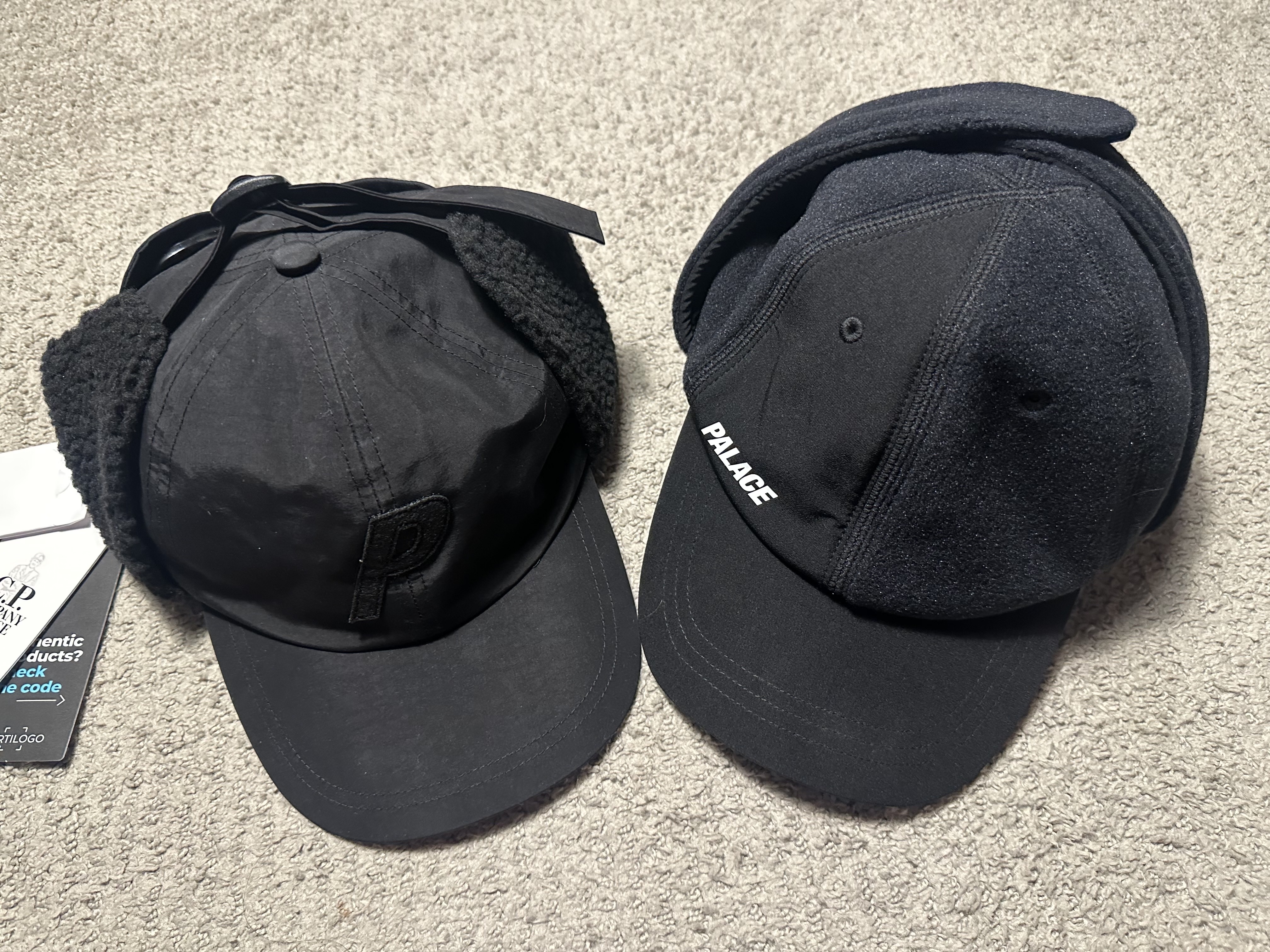 Palace x C.P. Company Goggle Ear Flap P-Cap Black - 23FW, Palace Polartec Warmdome Earflap 5-Panel Black - 23FW 착용 스타일 - 1