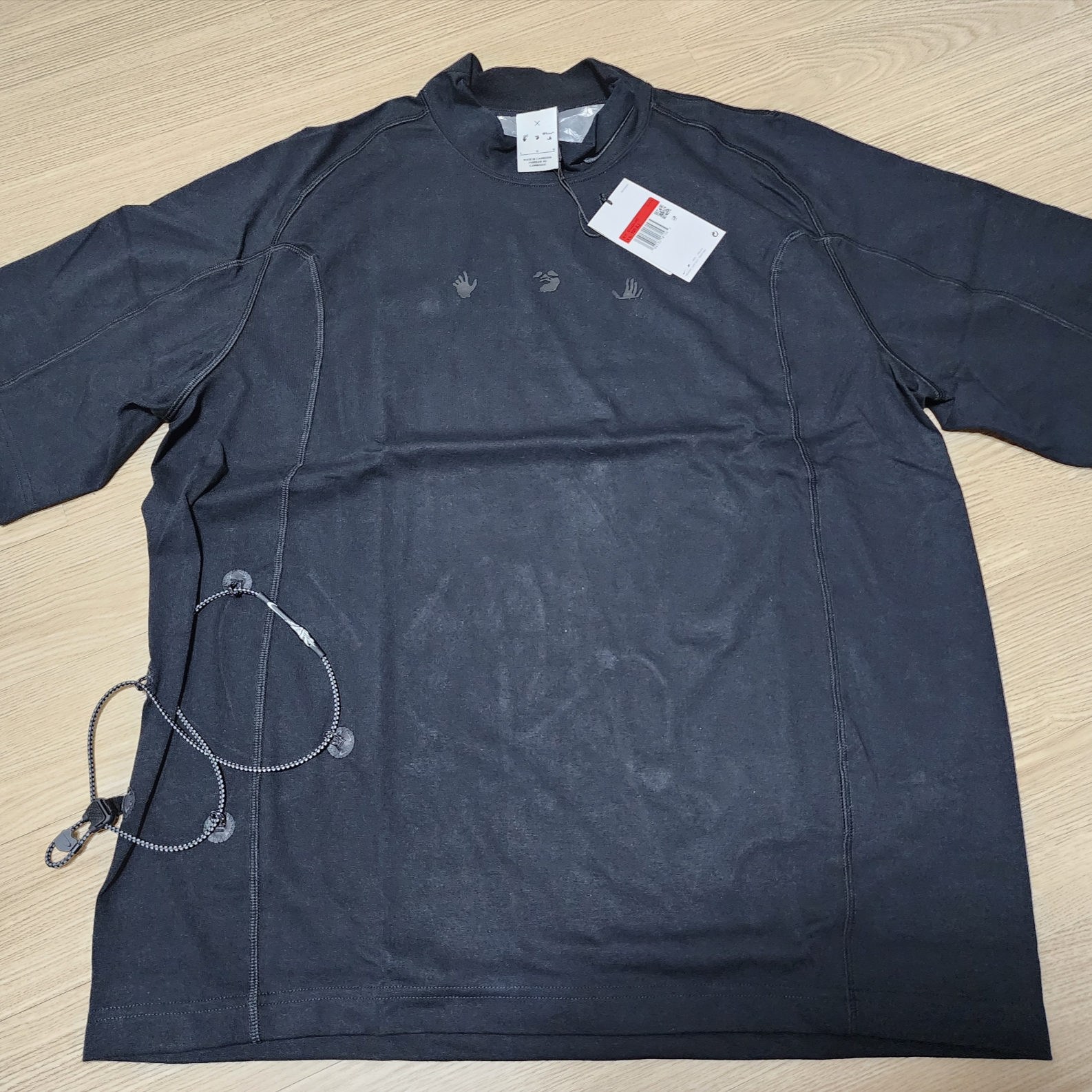 Nike x Off-White Mock Neck Short Sleeve Top Black - Asia 착용 스타일