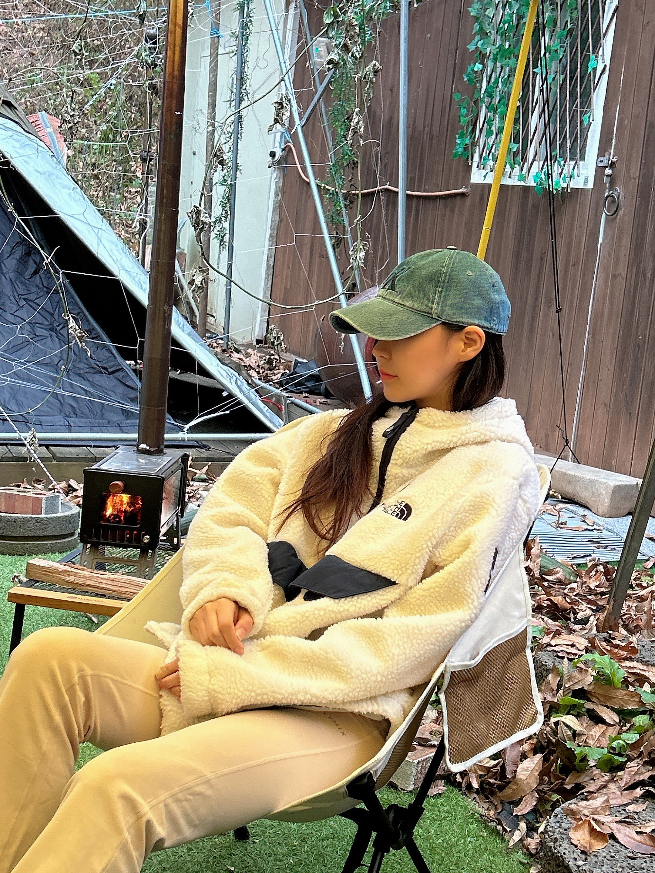 The North Face Rimo Fleece Anorak S Ivory 착용 스타일 - 2