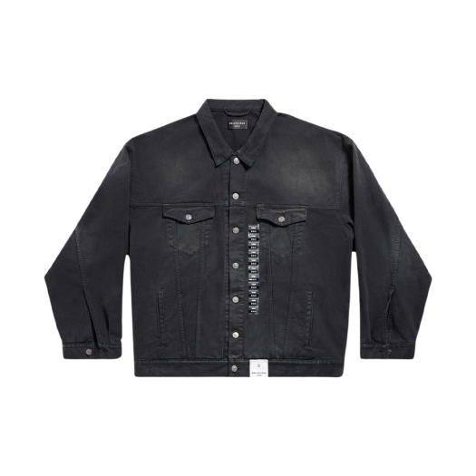 Balenciaga Denim Size Sticker Jacket in Black