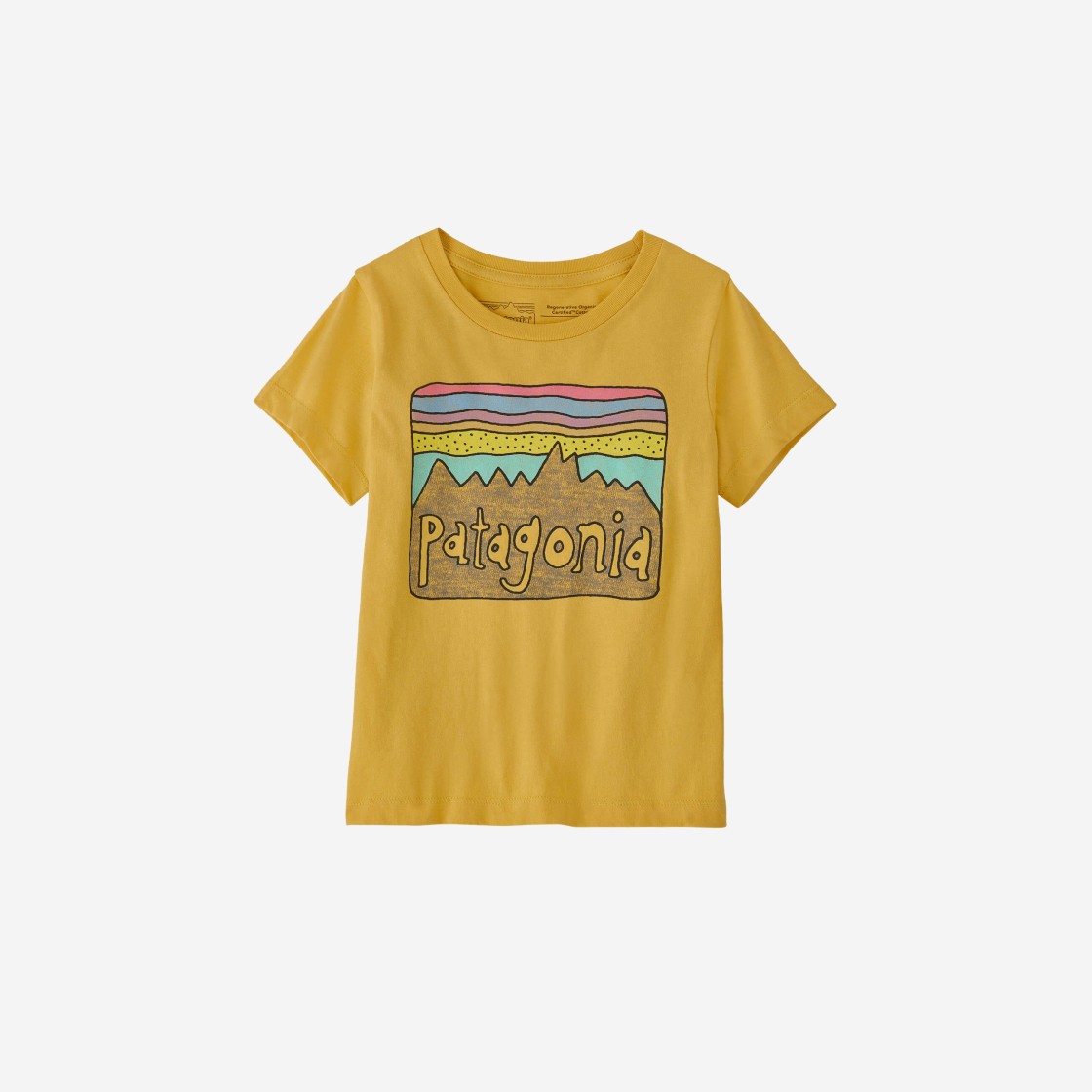 (Baby) Patagonia Regenerative Organic Certified Cotton Fitz Roy Skies T-Shirt Surfboard Yellow 상세 이미지 1