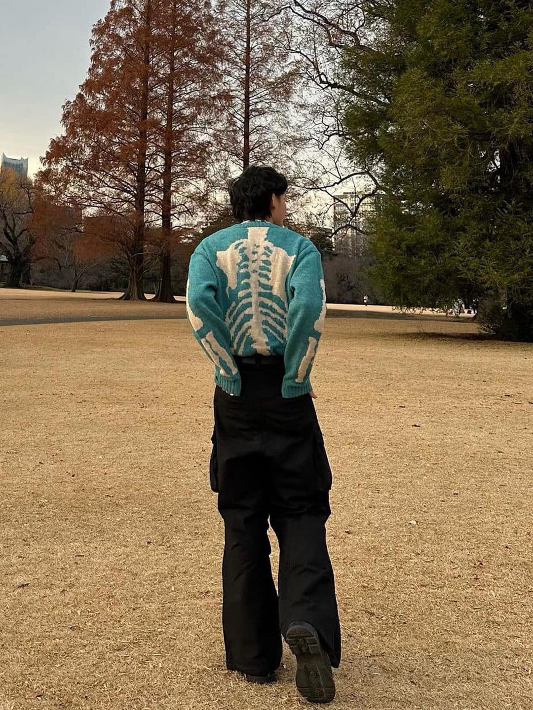 Kapital 5G Cotton Knit Bone Crewneck Sweater Khaki, Kapital 5G Wool Bone Crewneck Sweater Saxophone 착용 스타일 - 4