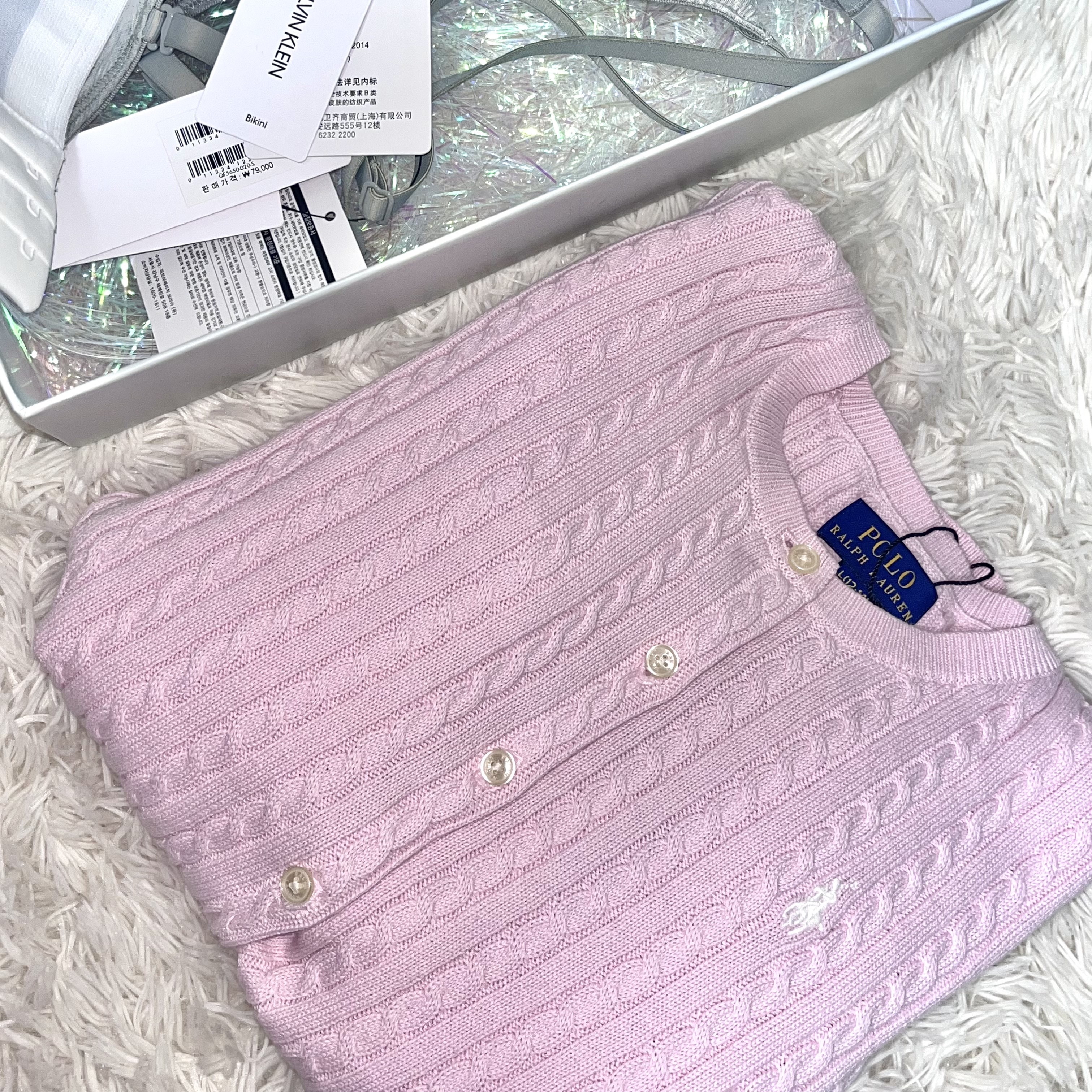 [30% 적립] Polo Ralph Lauren Children Mini Cable Cotton Cardigan Pink 착용 스타일 - 5