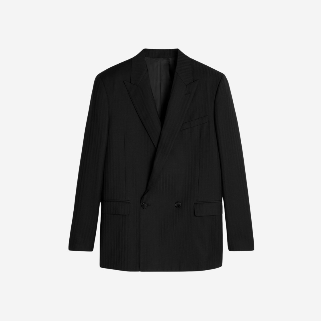 Celine Boxy Jacket in Striped Wool Black 상세 이미지 1