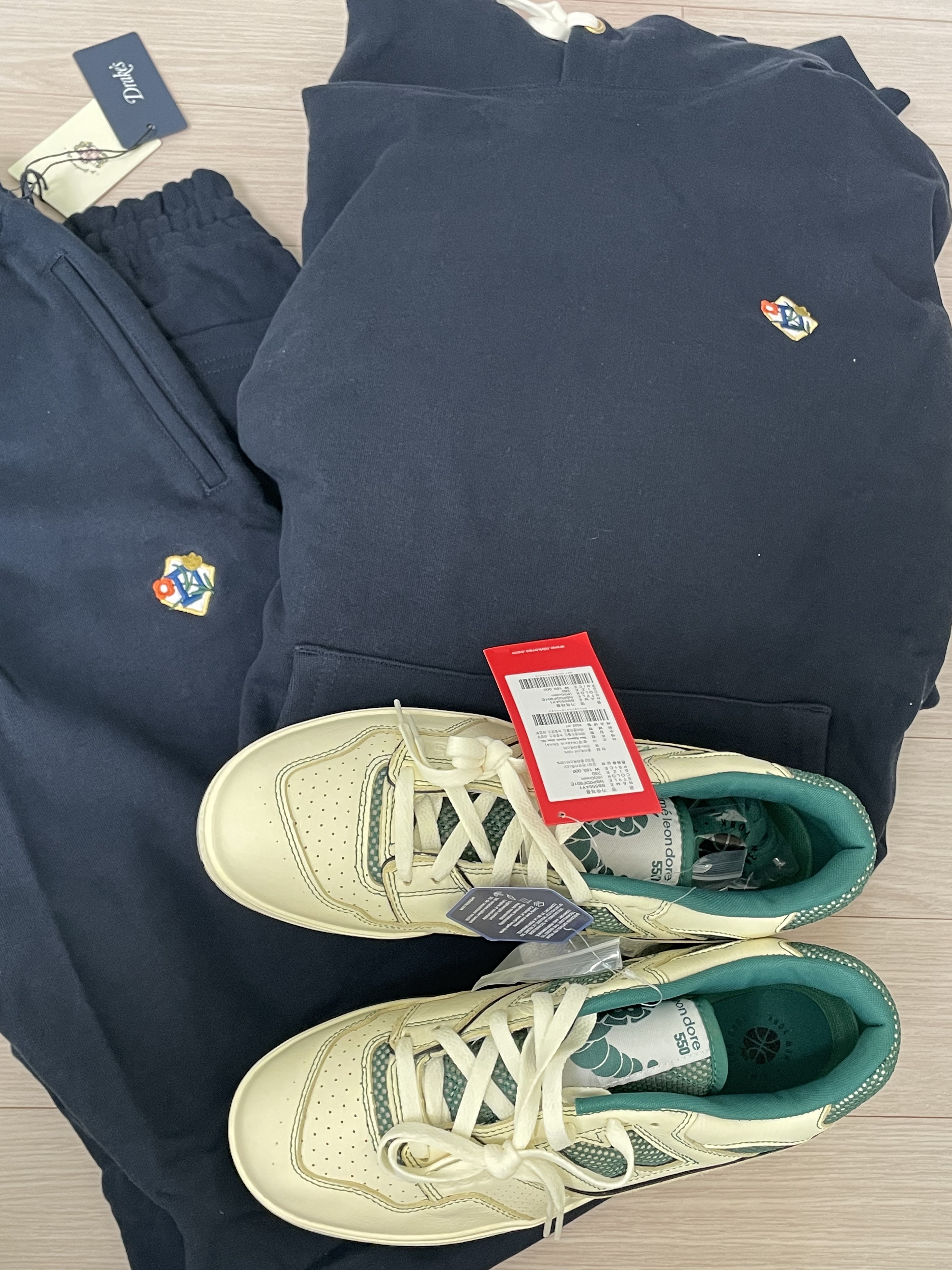 New Balance x Aime Leon Dore 550 Dawn Glow Classic Pine 착용 스타일