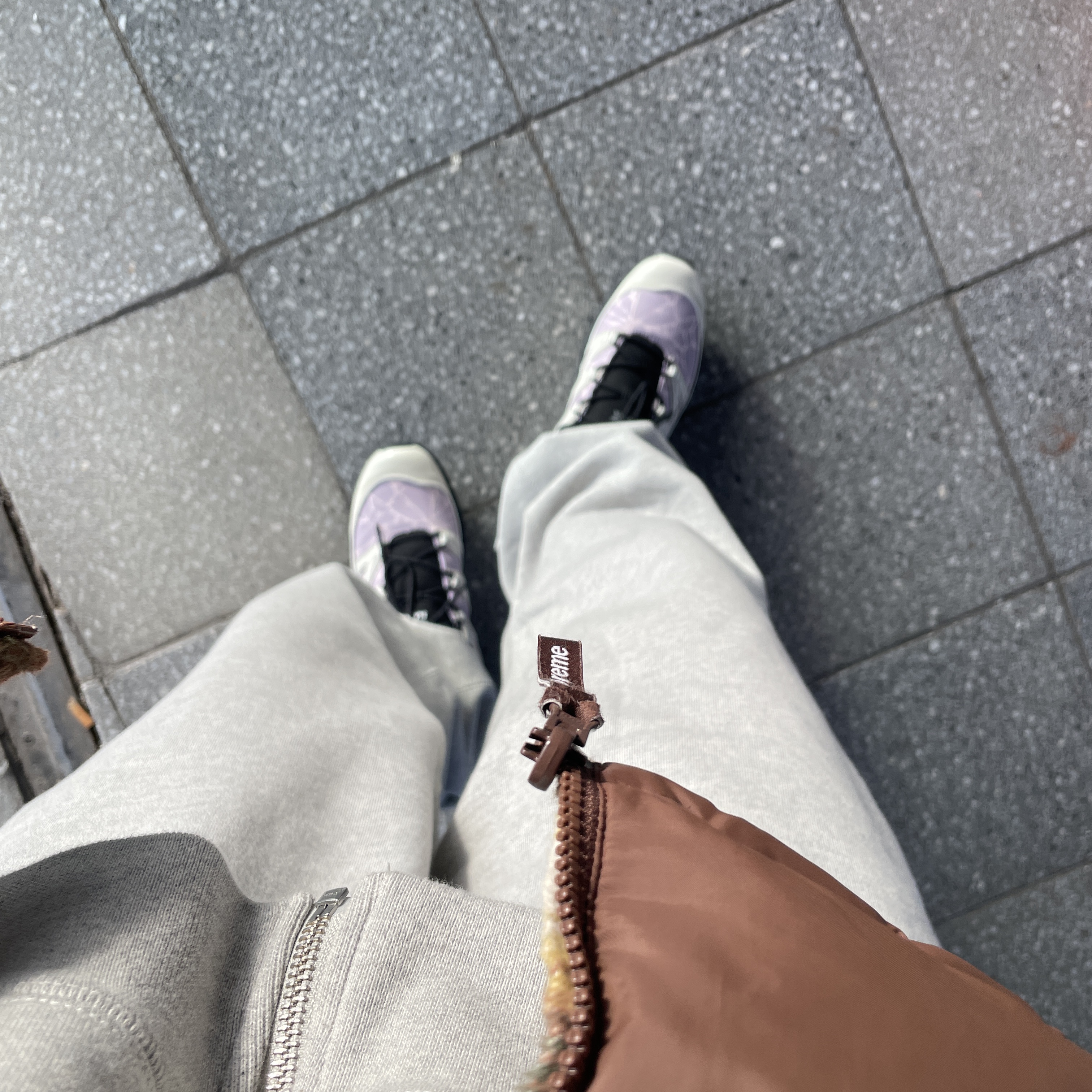 Salomon x Bone Soda XT-6 Expanse LTR Vanilla Ice Black, Nike x Stussy Full Zip Fleece Hoodie Grey Heather (FJ9181-050) 착용 스타일 - 4