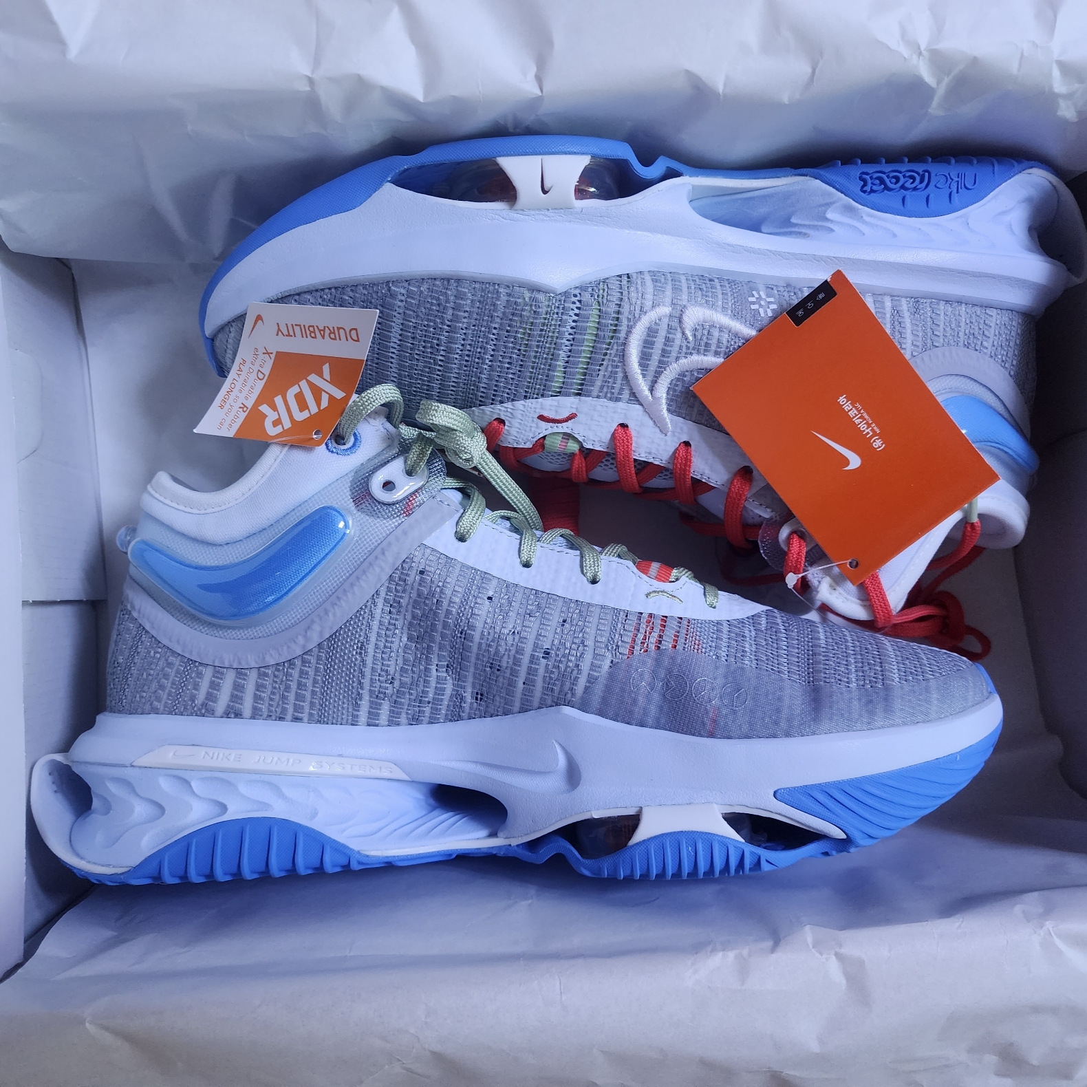 Nike Air Zoom GT Jump 2 EP Wolf Grey Blue Tint 착용 스타일 - 1