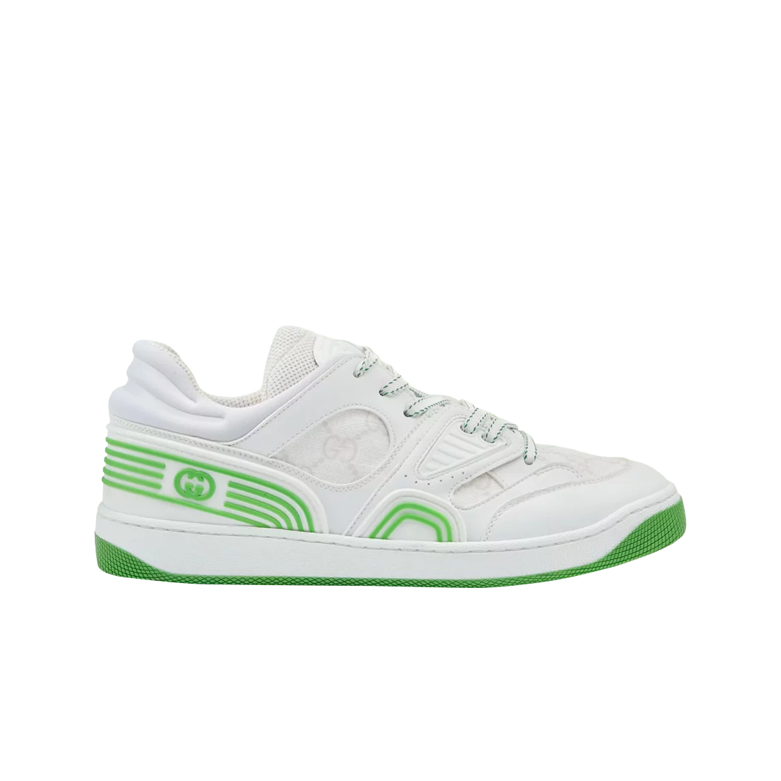 700290-2SHG0-9089 (W) Gucci Basket Low White Demetra Green