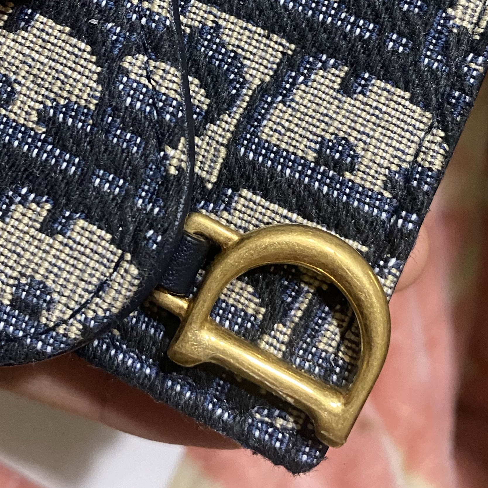 Dior Saddle Flap Card Holder Blue Dior Oblique Jacquard 착용 스타일 - 1