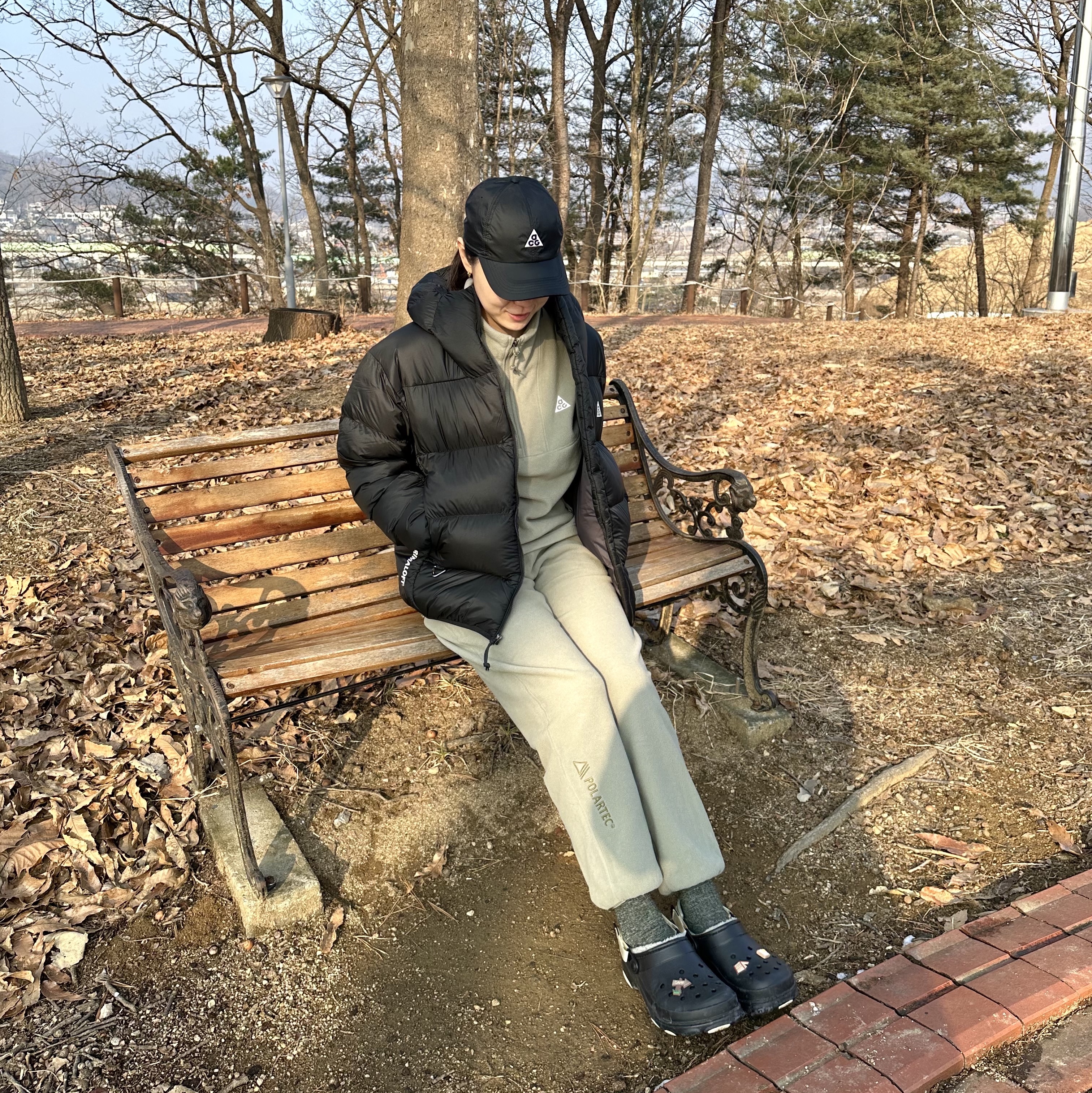 Nike ACG Therma-Fit ADV Lunar Lake Puffer Jacket Black - Asia, Nike ACG Trail Cap Black 착용 스타일