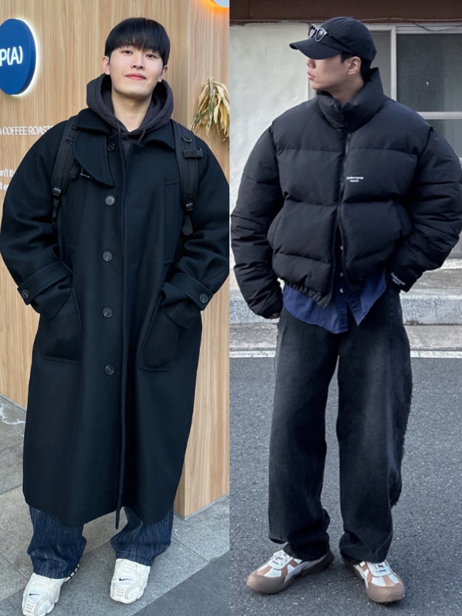 Maison Mihara Yasuhiro Peterson OG Sole Canvas Low Sneakers Black, Undermycar Legion.02 Balmacaan Oversized Wool Coat Black 착용 스타일 - 2