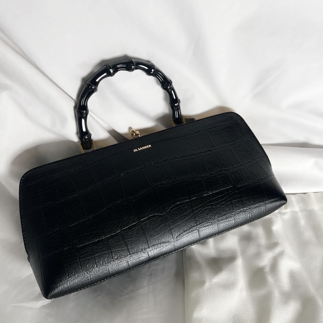 Jil Sander Goji Bamboo Small Black, Jil Sander Goji Bamboo Small Coconut 착용 스타일 - 2