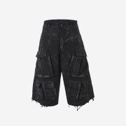 Nos Couleurs Distressed Cargo Shorts Black