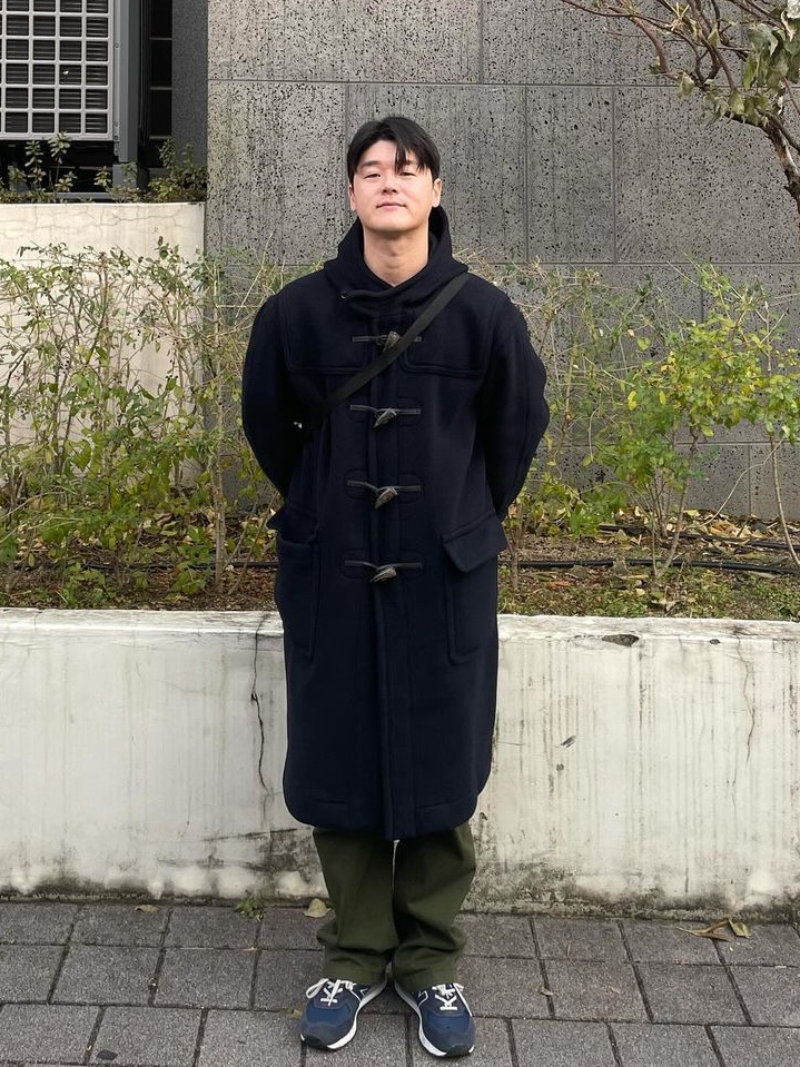 London Tradition Milford Mens Oversize Duffle Coat Navy BW 28 착용 스타일