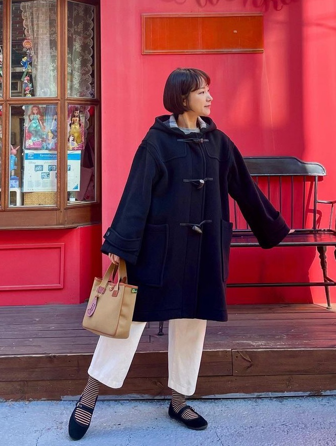 London Tradition Winstone Mens Duffle Coat Black BW 5 착용 스타일 - 1