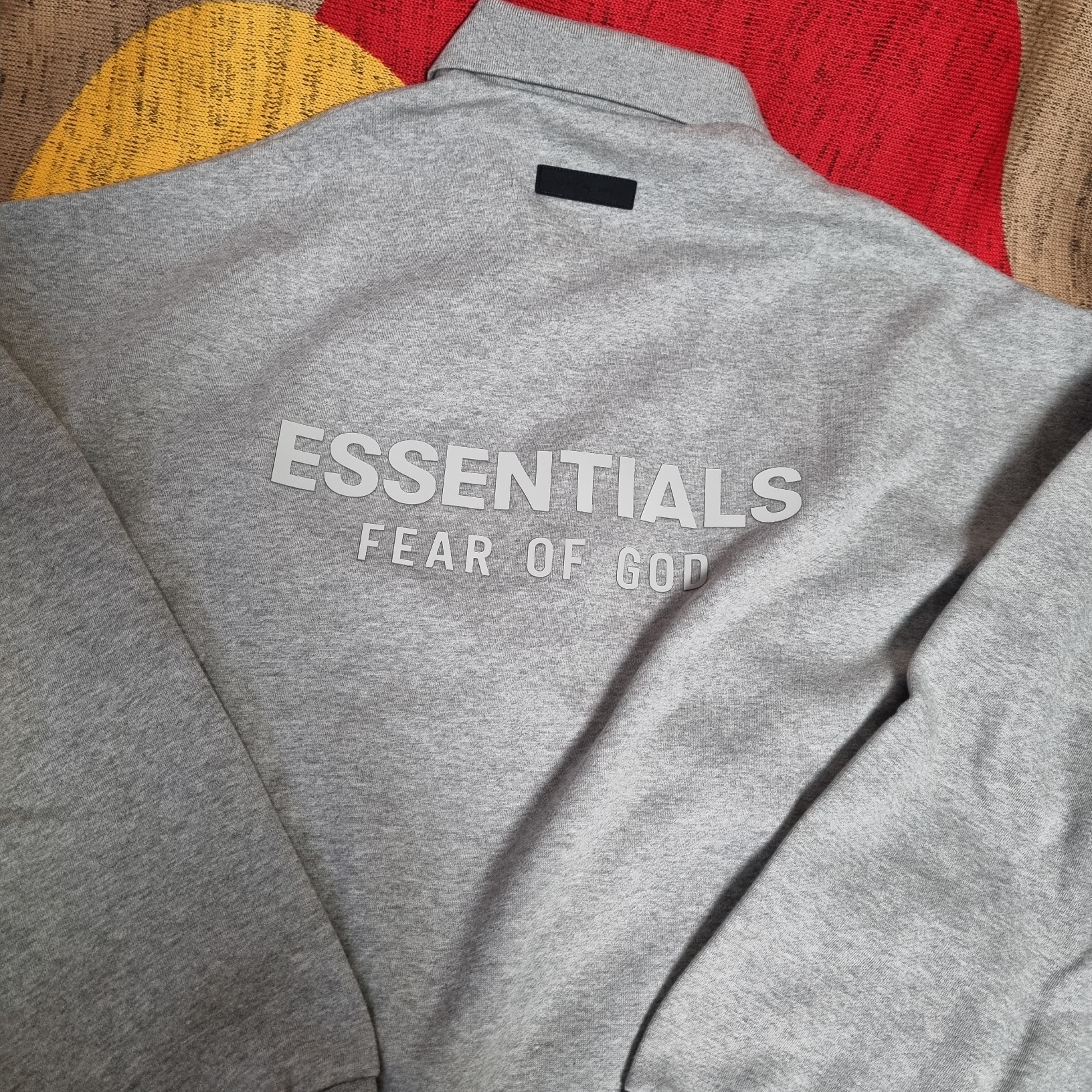 Essentials Longsleeve Polo Dark Heather Oatmeal - 24SS 착용 스타일