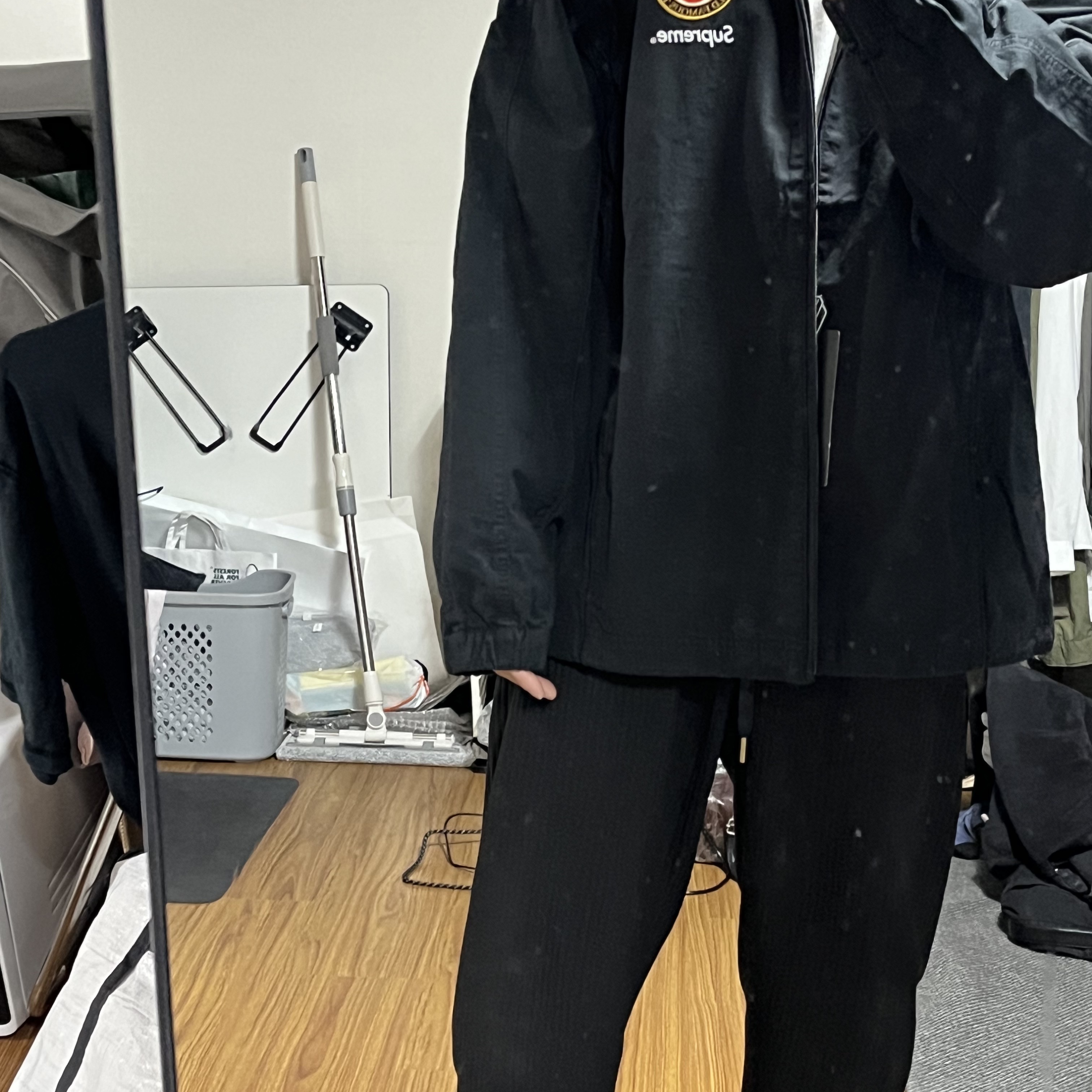 Supreme x Umbro Cotton Ripstop Track Jacket Black - 23FW 착용 스타일