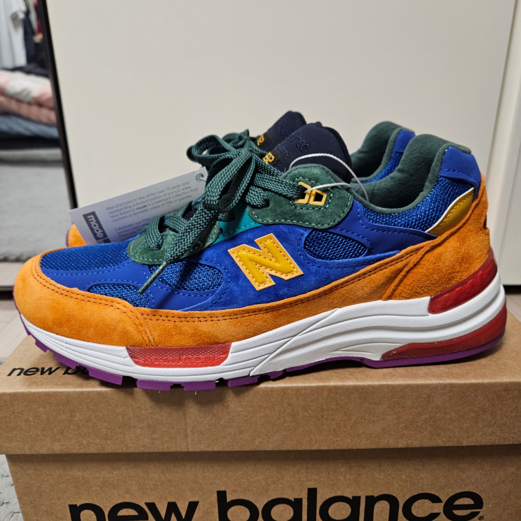 New Balance 992 Made in USA Multi-Color 착용 스타일 - 2