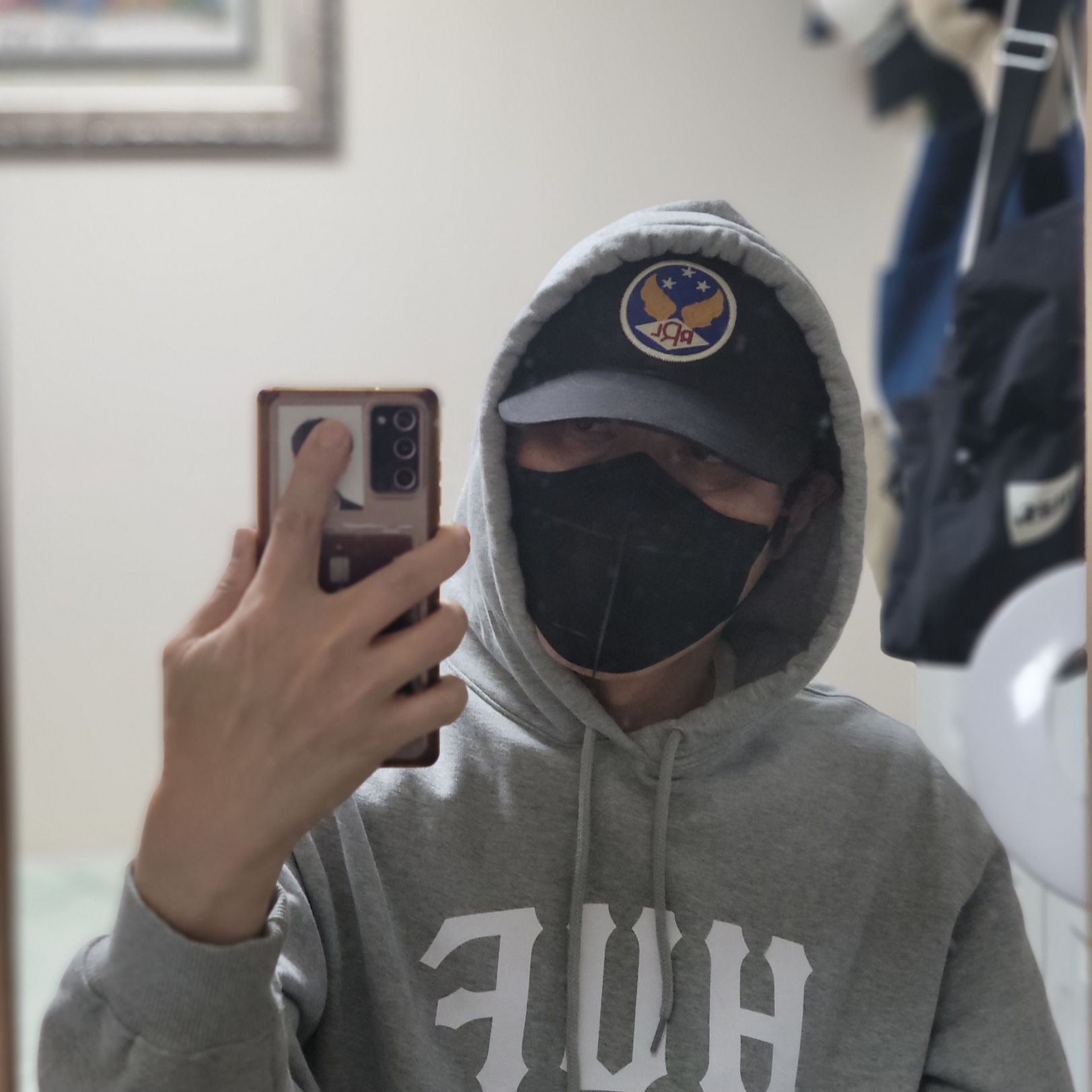 Double RL Garment Dyeing Twill Ball Cap Black 착용 스타일 - 3