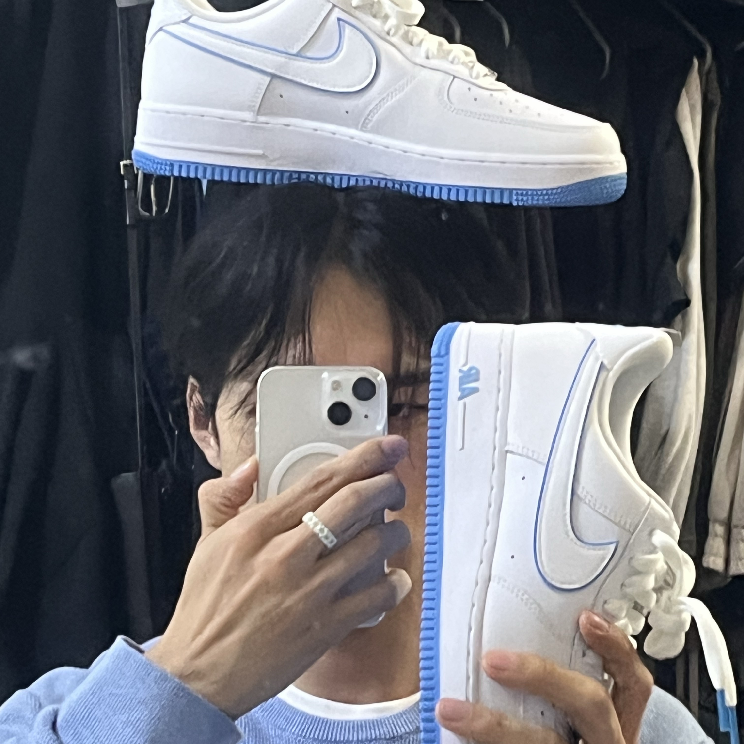 Nike Air Force 1 '07 White University Blue 착용 스타일