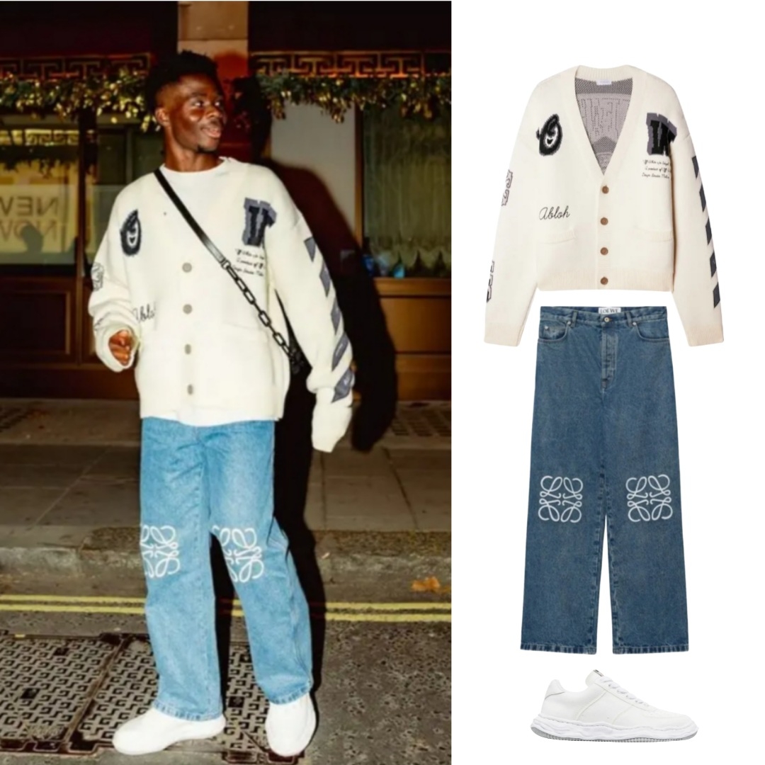 Loewe Anagram baggy jeans Mid Blue Denim 착용 스타일 - 1