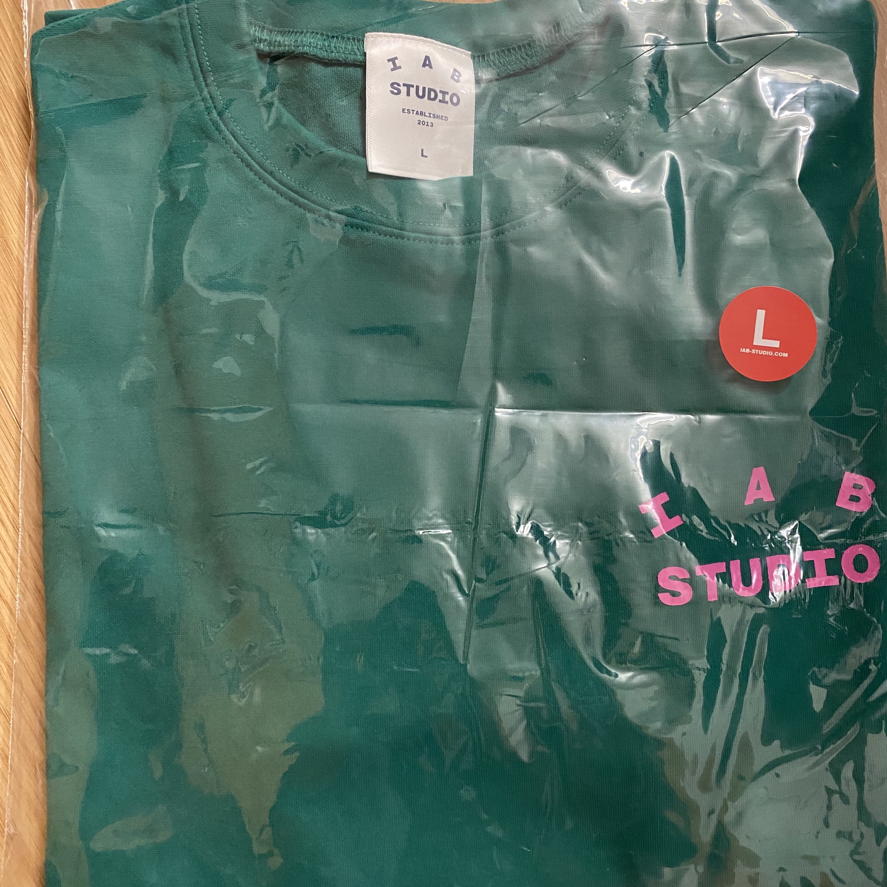 IAB Studio T-Shirt Green Pink 착용 스타일