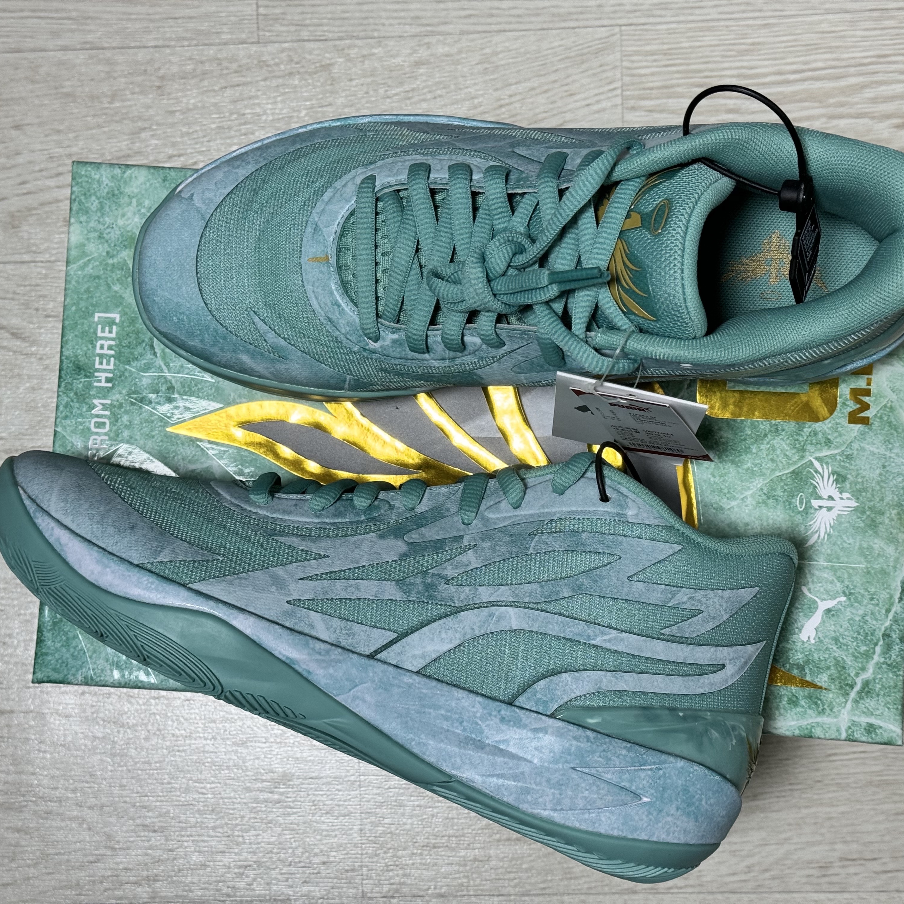 Puma MB.02 Lamelo Ball Lake Green 착용 스타일 - 1
