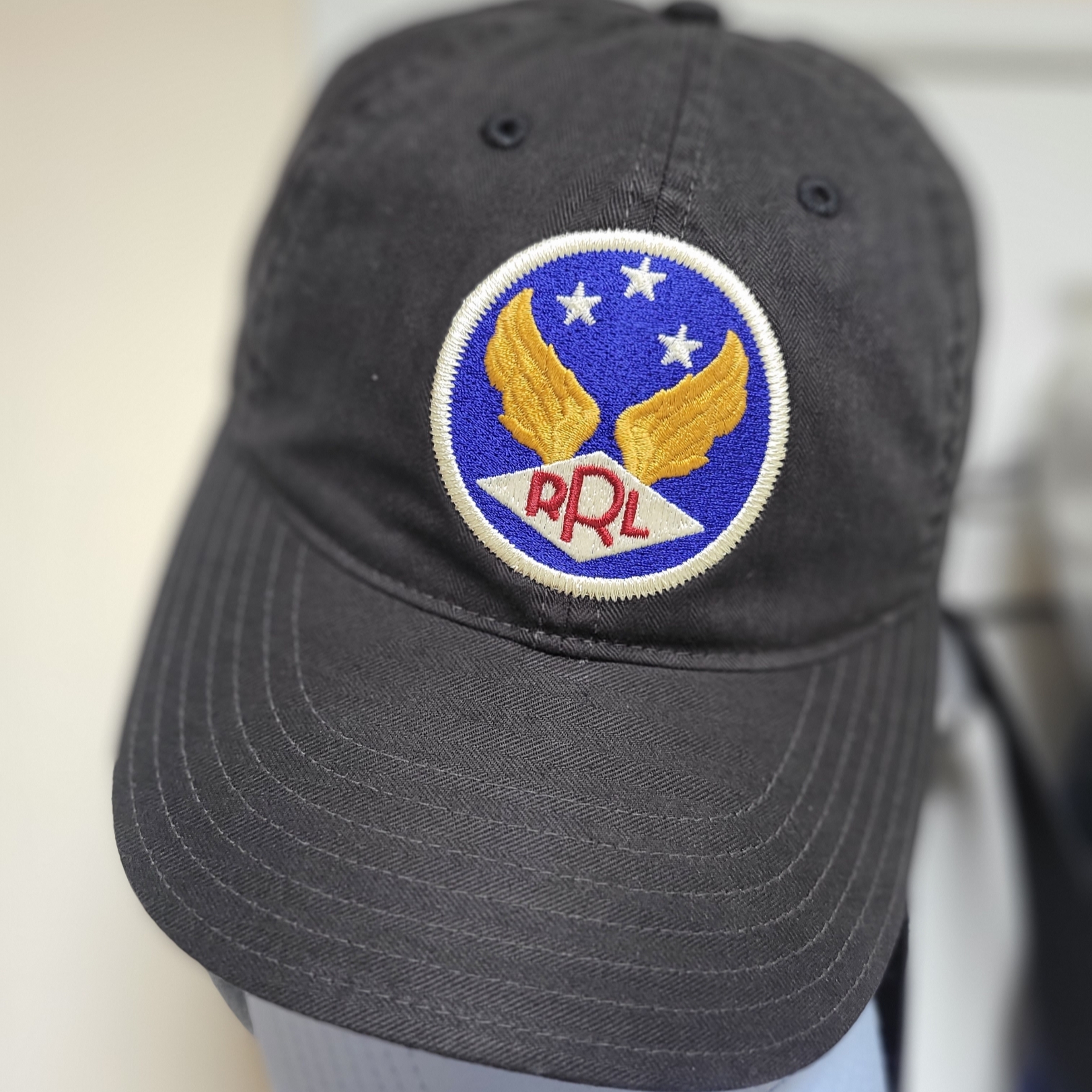 Double RL Garment Dyeing Twill Ball Cap Black 착용 스타일 - 1