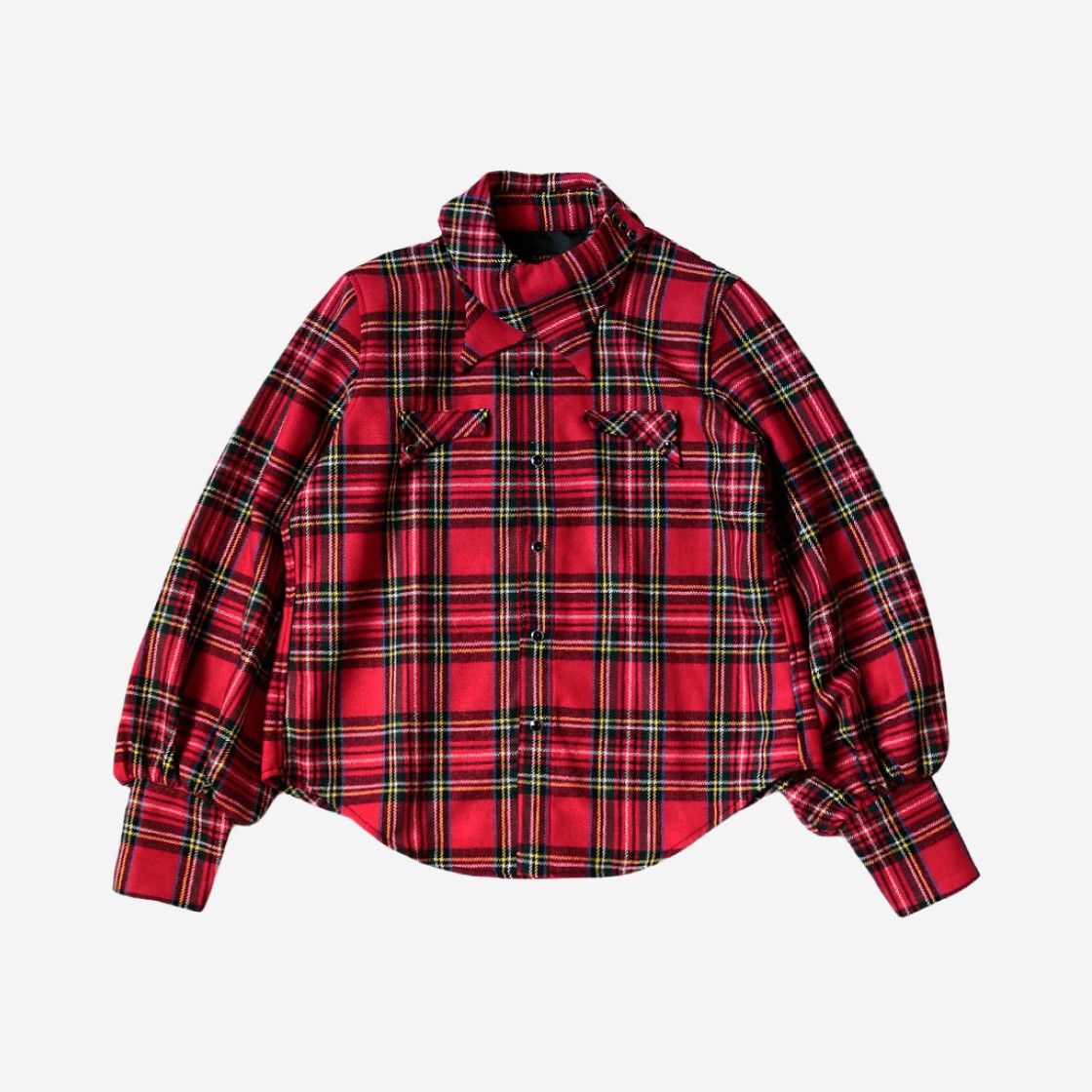 (W) Kapital Tartan Check Layered Collar Opera Western Shirt Red 상세 이미지 1