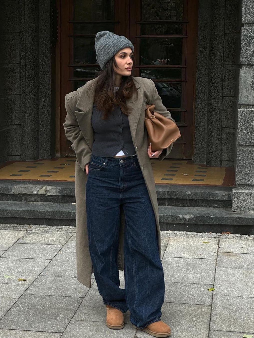 Safarispot Women 1/2 Ticketing Linen Denim Pants Indigo, Nieeh Women Stripe Wide Denim Pants Blue 착용 스타일 - 2