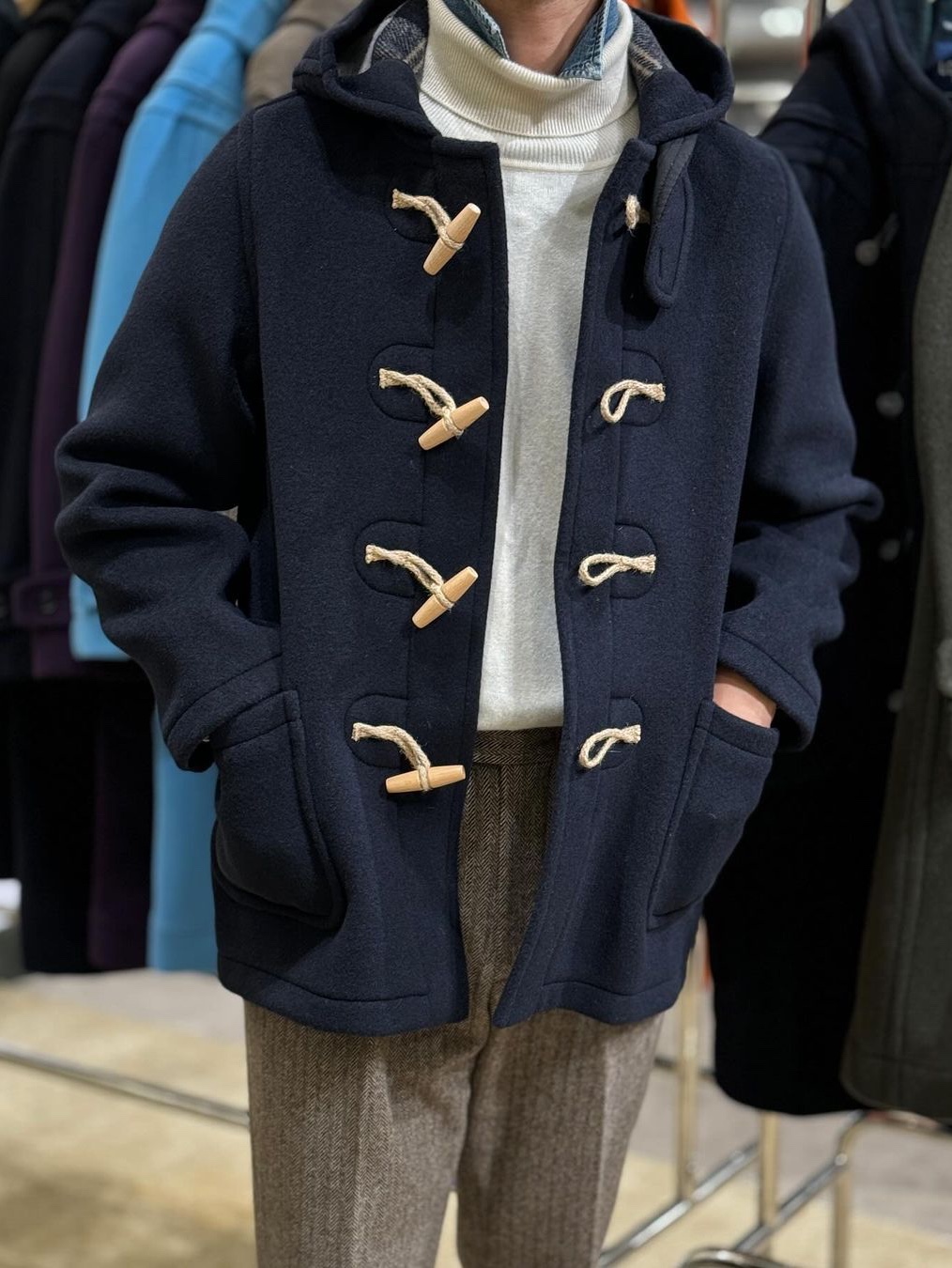 London Tradition Martin SLM NYNF Duffle Coat Navy SBB 130 착용 스타일 - 3