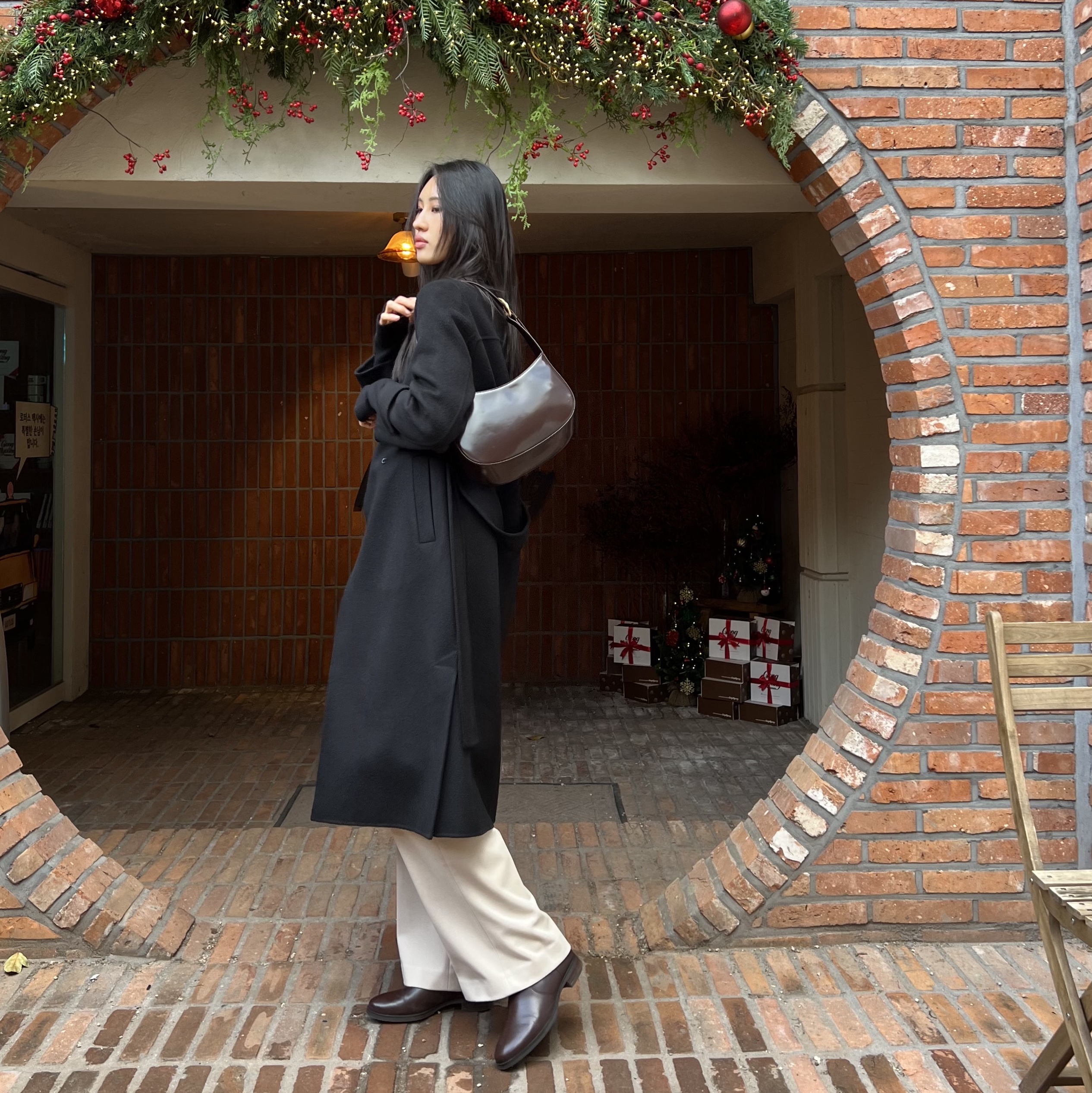 Porta Women Suede Stitch Western Long Boots Brown, (W) S Max Mara Esturia Long Wool Coat Black 착용 스타일 - 2
