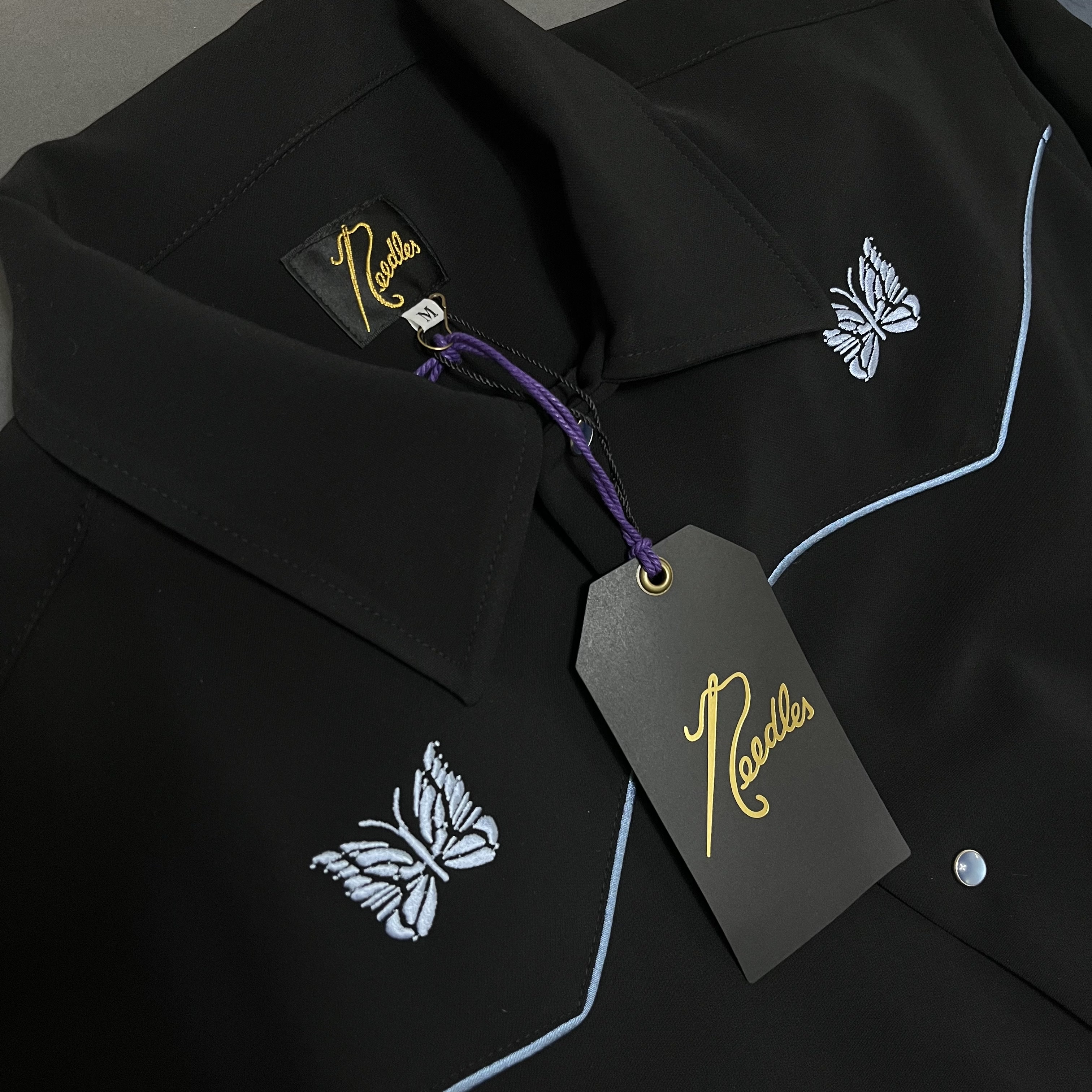 Needles PE/PU Double Cloth Piping Cowboy Jacket Black 착용 스타일 - 1