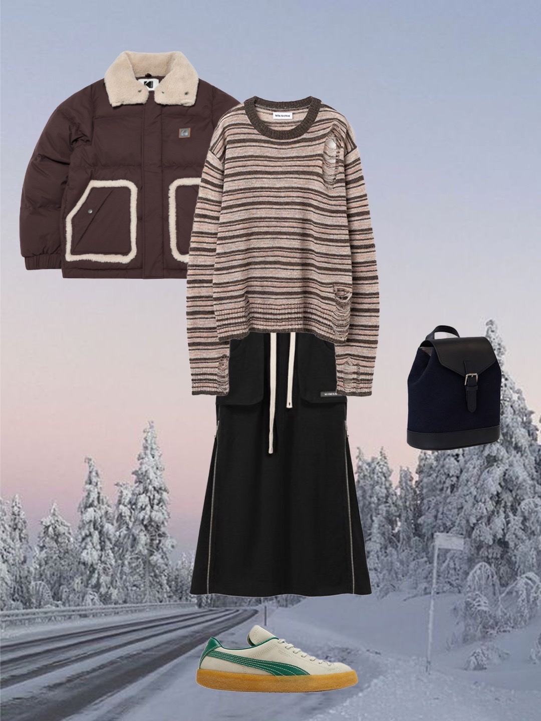 Millo Women Textured Stripe Knit Vintage Pink, Puma x AMI Suede Crepe Pristine 착용 스타일 - 2