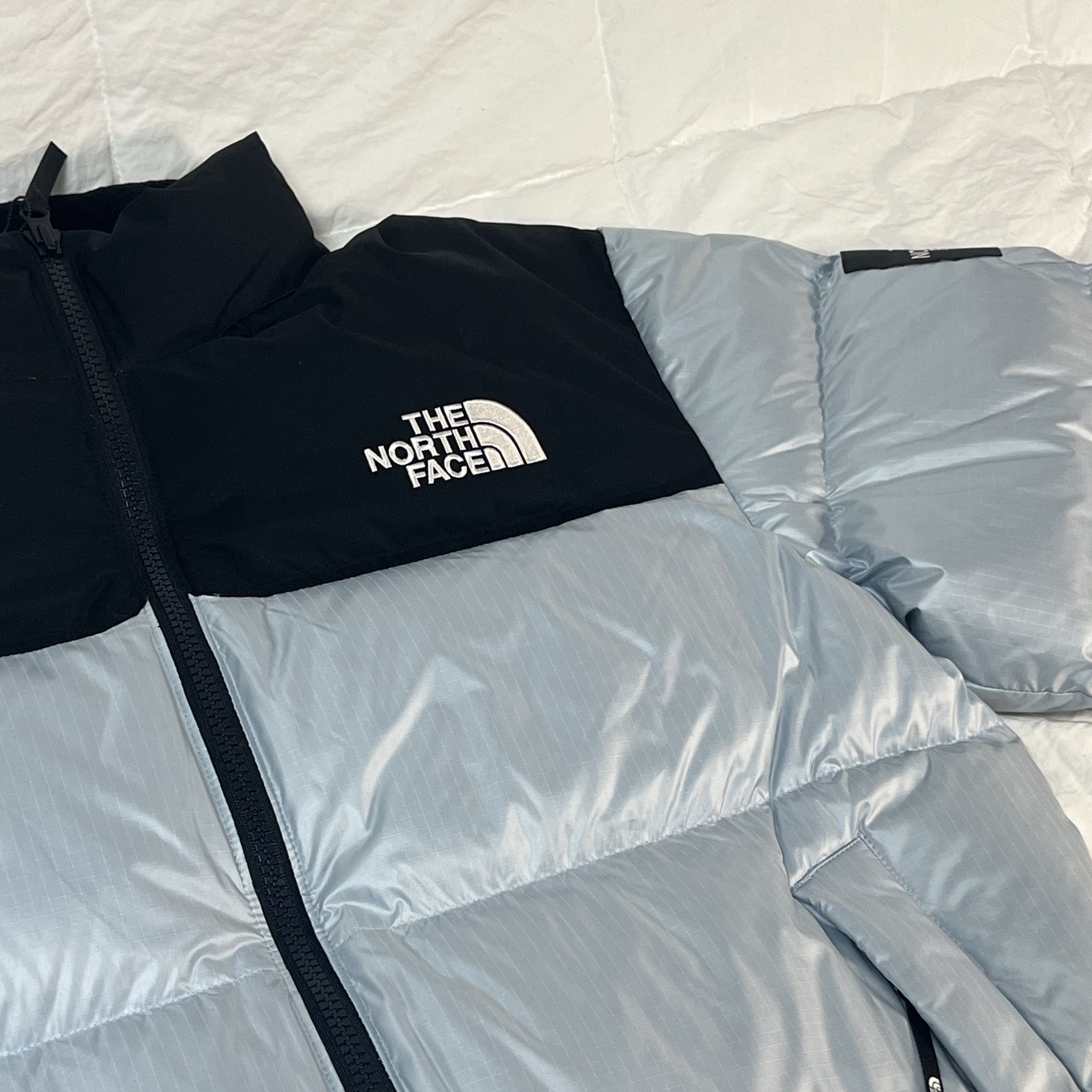 The North Face White Label Novelty Nuptse Down Jacket Sky Blue 착용 스타일 - 2