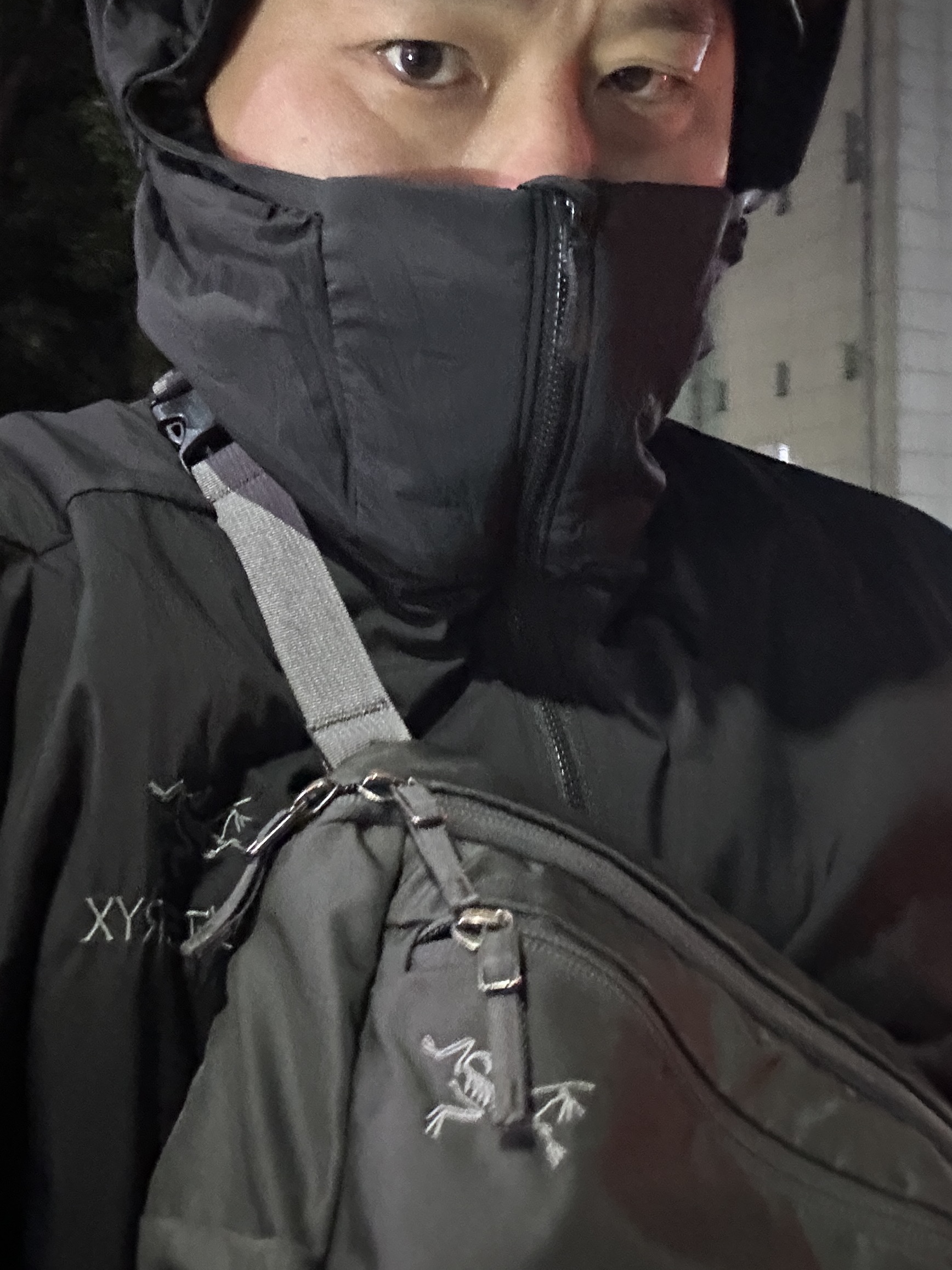 아크테릭스 맨티스 2 웨이스트팩 파일럿, 아크테릭스 아톰 LT 후디 블랙 착용 스타일