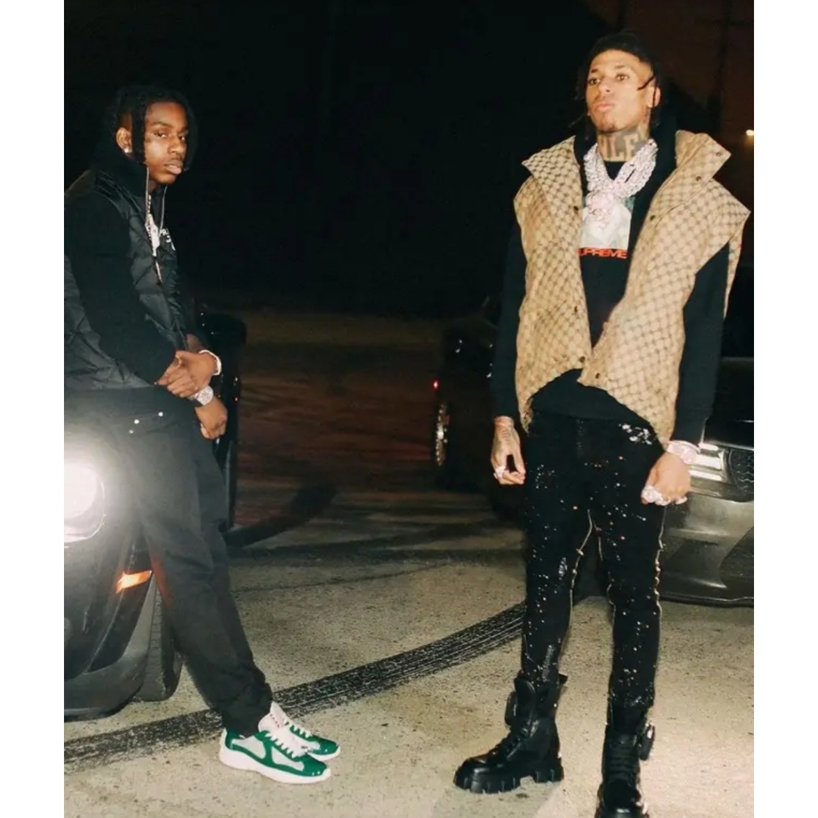 Balenciaga x Gucci The Hacker Project Cocoon Puffer Gilet Beige, Supreme Ecstasy Hooded Sweatshirt Black - 21FW 착용 스타일 - 2