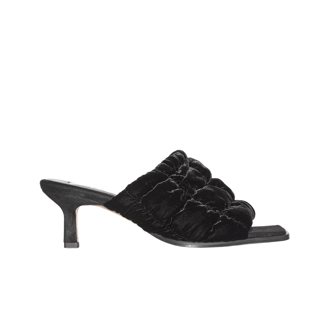 (W) 코스 퀼티드 벨벳 뮬 블랙((W) COS Quilted Velvet Mules Black)