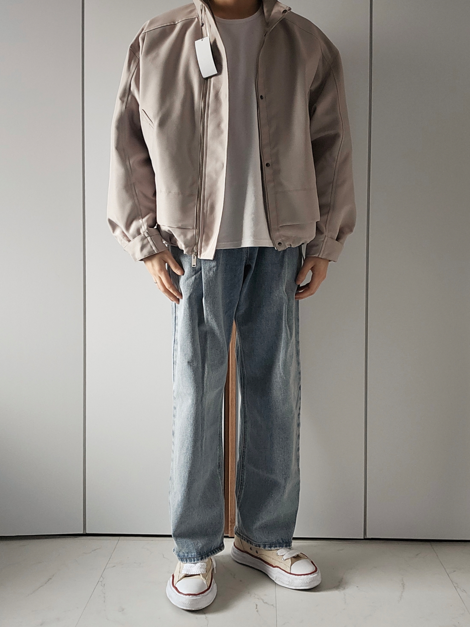 Maison Mihara Yasuhiro Peterson OG Sole Canvas Low-top Sneakers Natural 착용 스타일