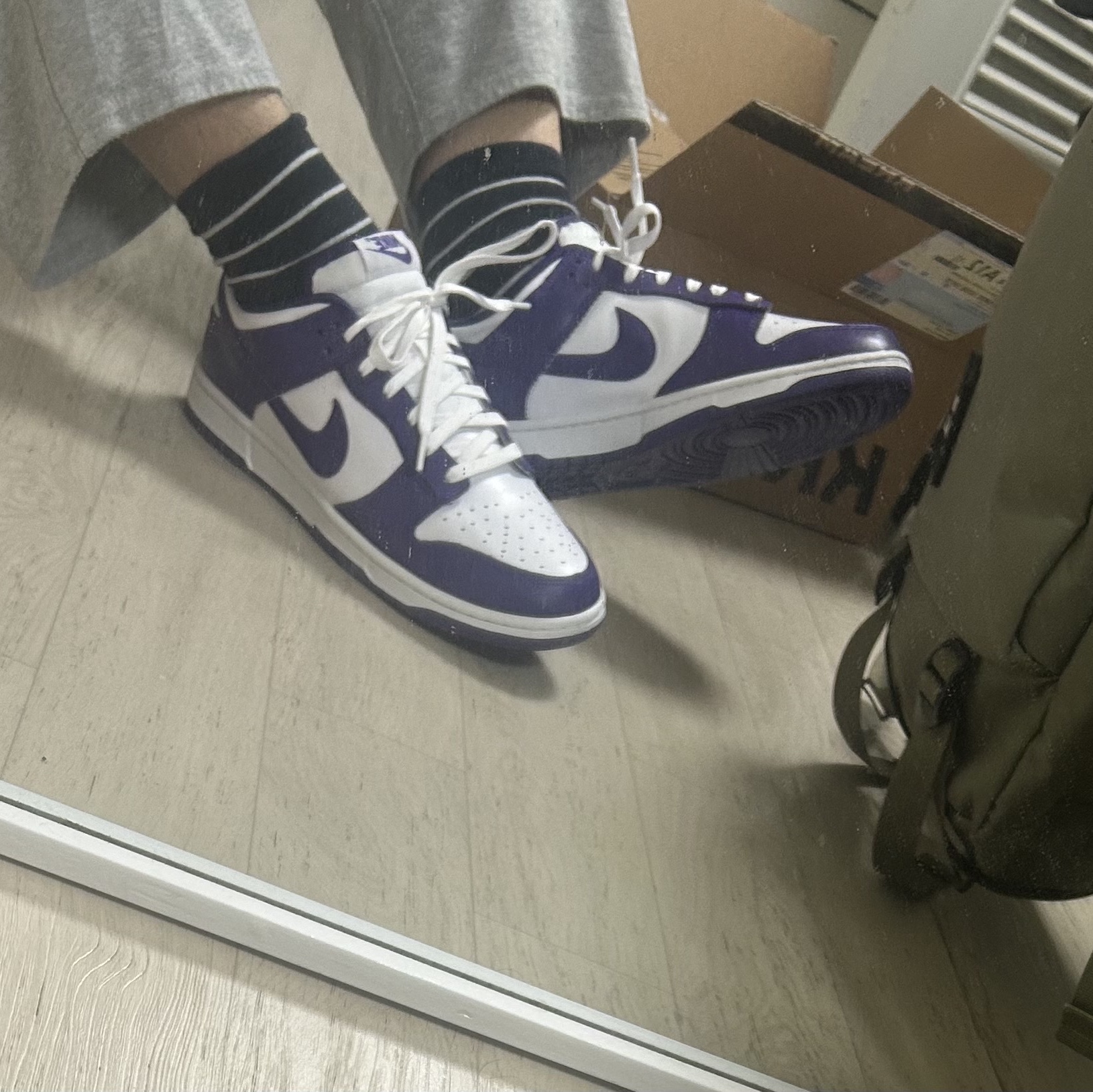 Nike Dunk Low Retro Championship Court Purple 착용 스타일 - 2