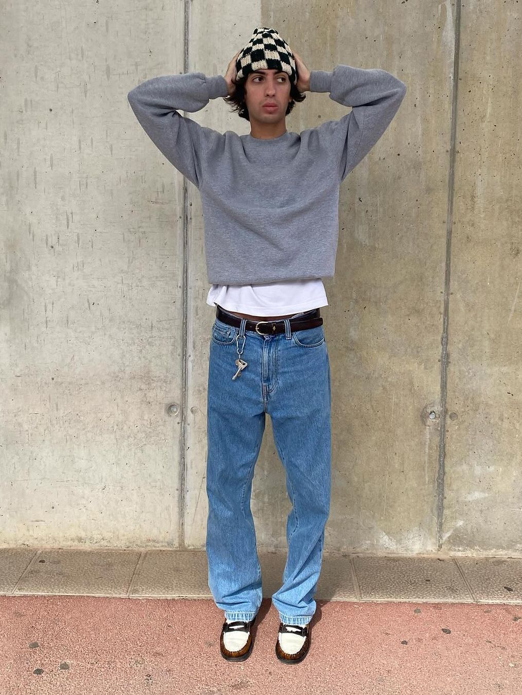 Nike NSW Tech Fleece Revival Crewneck Sweatshirt Grey - Asia, Dada Logo Embossed Crewneck Grey 착용 스타일 - 6