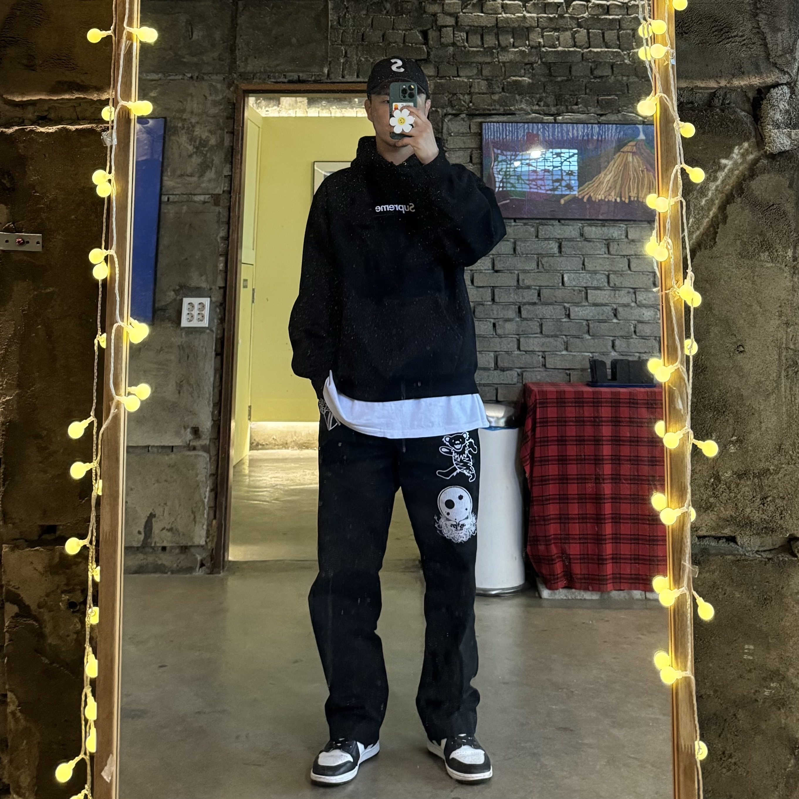 Supreme Box Logo Hooded Sweatshirt Black - 23FW 착용 스타일